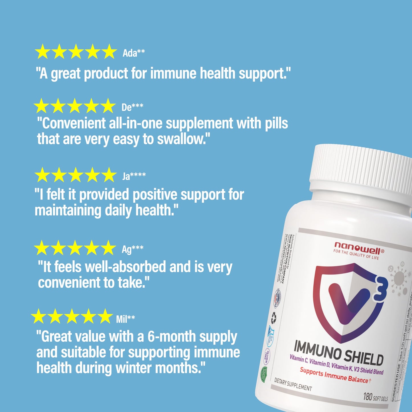 NANOWELL V3 Immuno Shield Softgels 360 Count