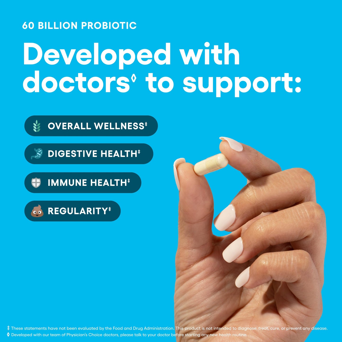 Physician's CHOICE Probiotics 60 Billion CFU - 10 Strains + Organic Prebiotics, Capsule, 30 Count