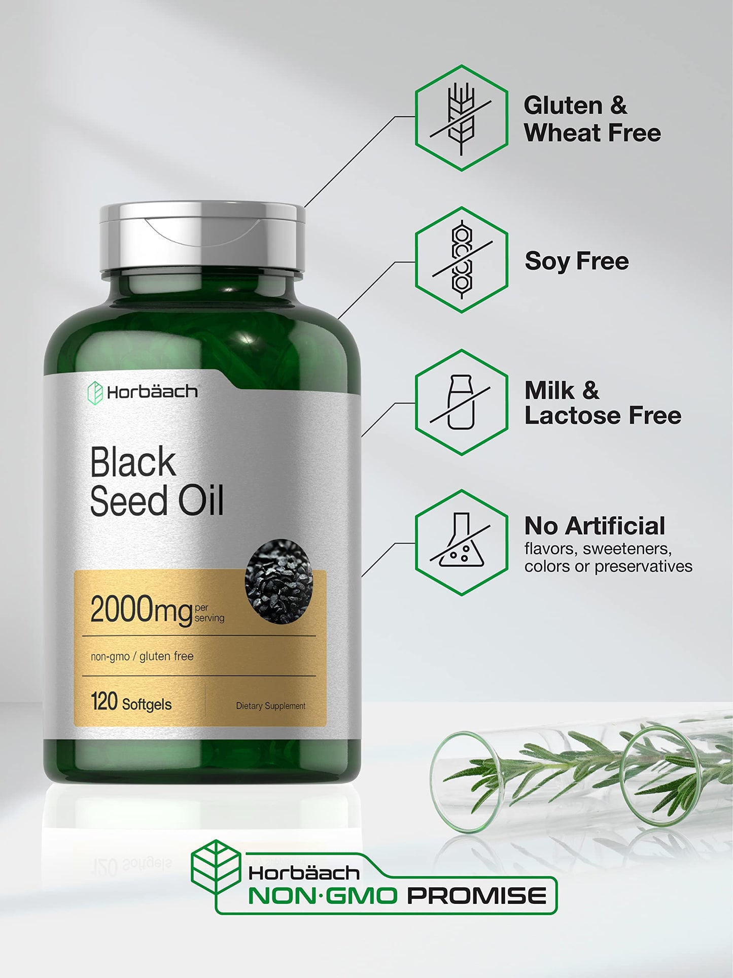Horbäach Black Seed Oil Cold Pressed Softgel Capsules 120 Count