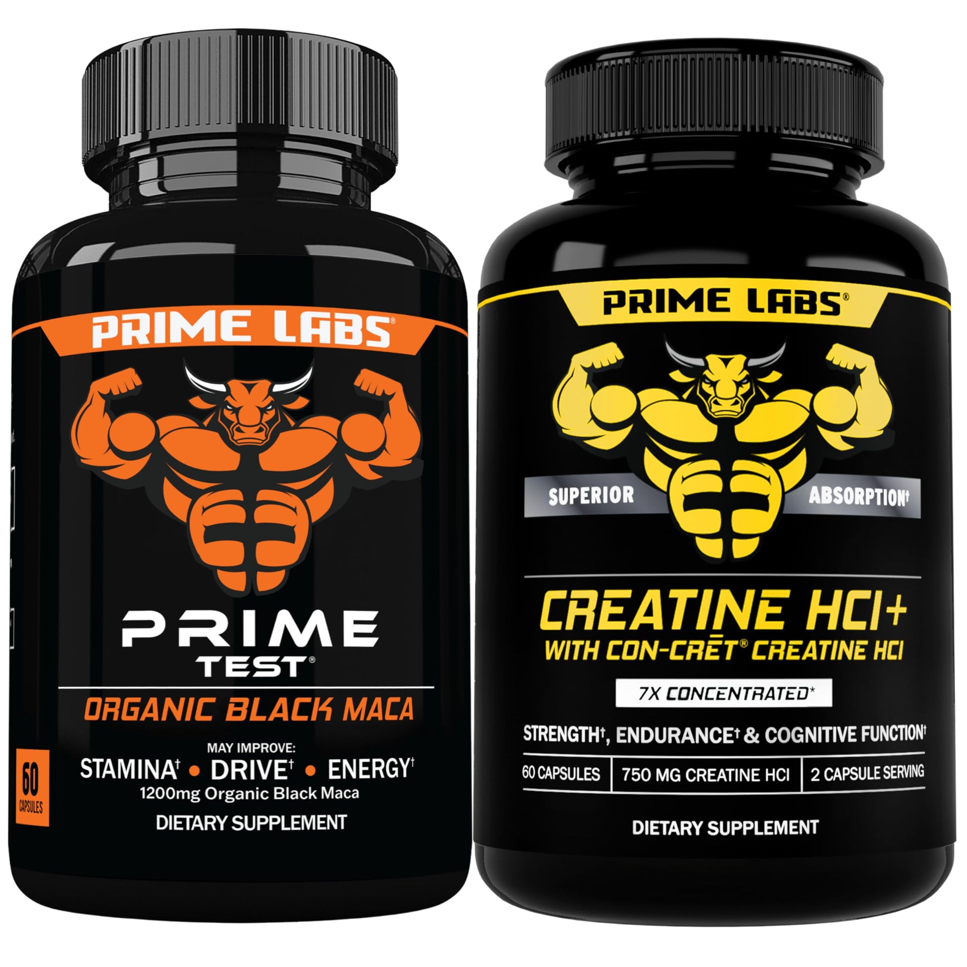 Prime Labs Organic Black Maca & Creatine HCl Capsules, 120 Capsules
