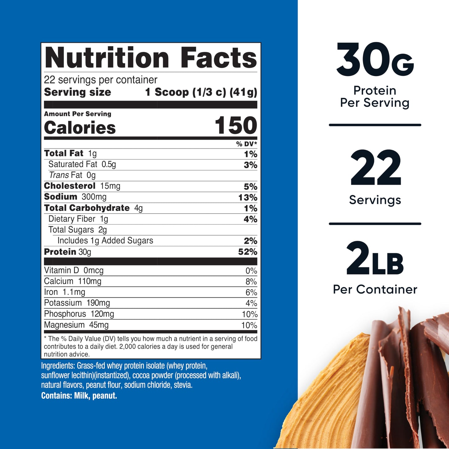 Nutricost Grass-Fed Whey Protein Isolate Powder (Chocolate PB) 32.4 oz