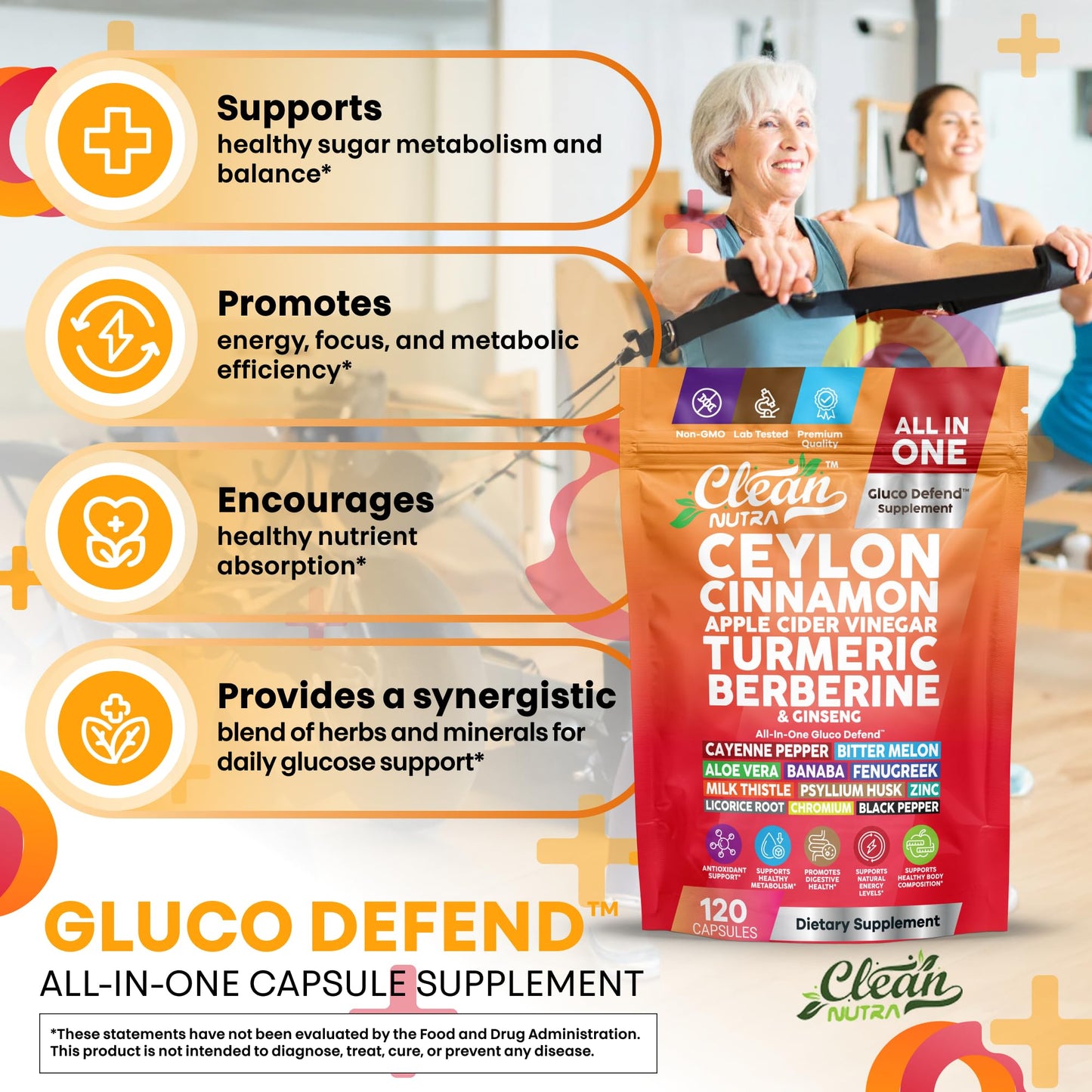 Clean Nutraceuticals Gluco Defend Capsule, 120 Count
