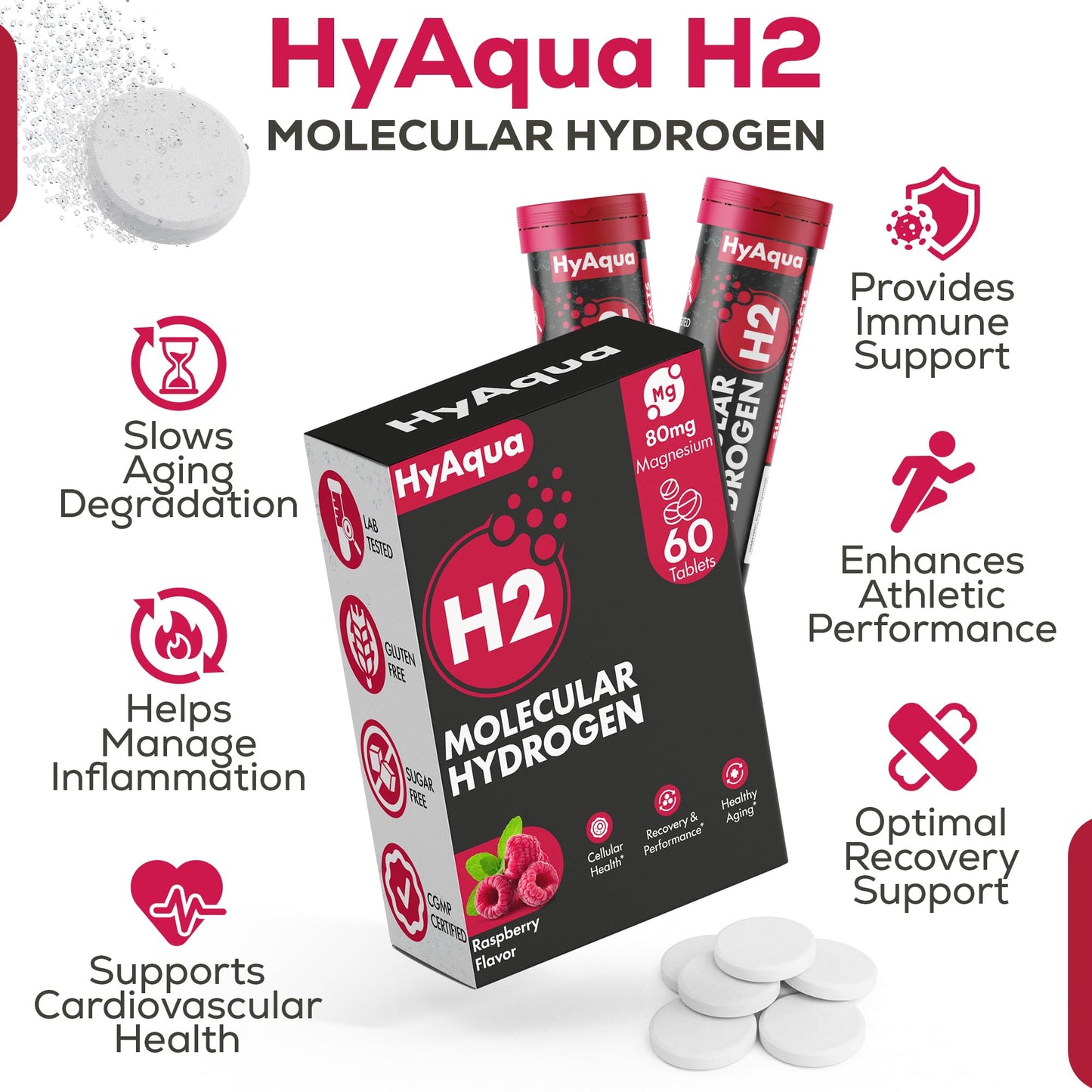 HyAqua Hydrogen Water Tablets with Magnesium, 60 Tablets