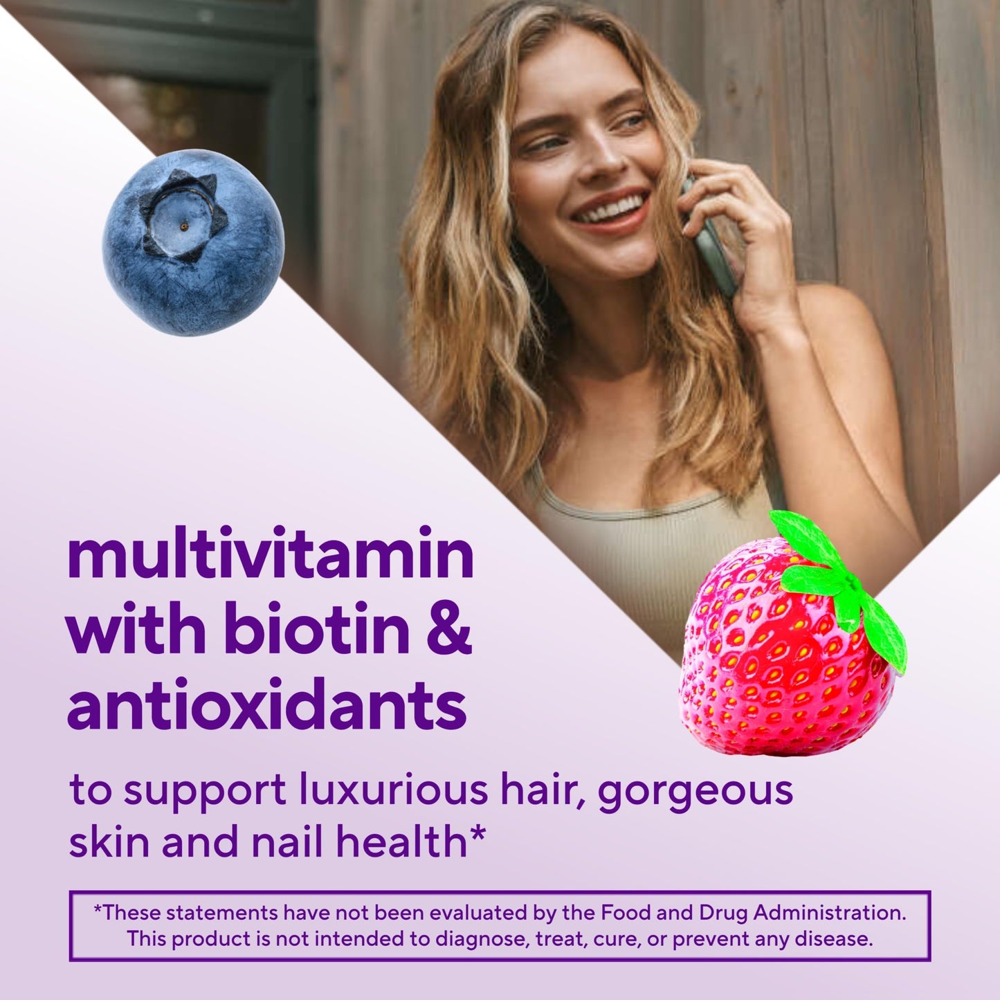 Vitafusion Gorgeous Hair, Skin Nails Multivitamin Gummy, 100 Count