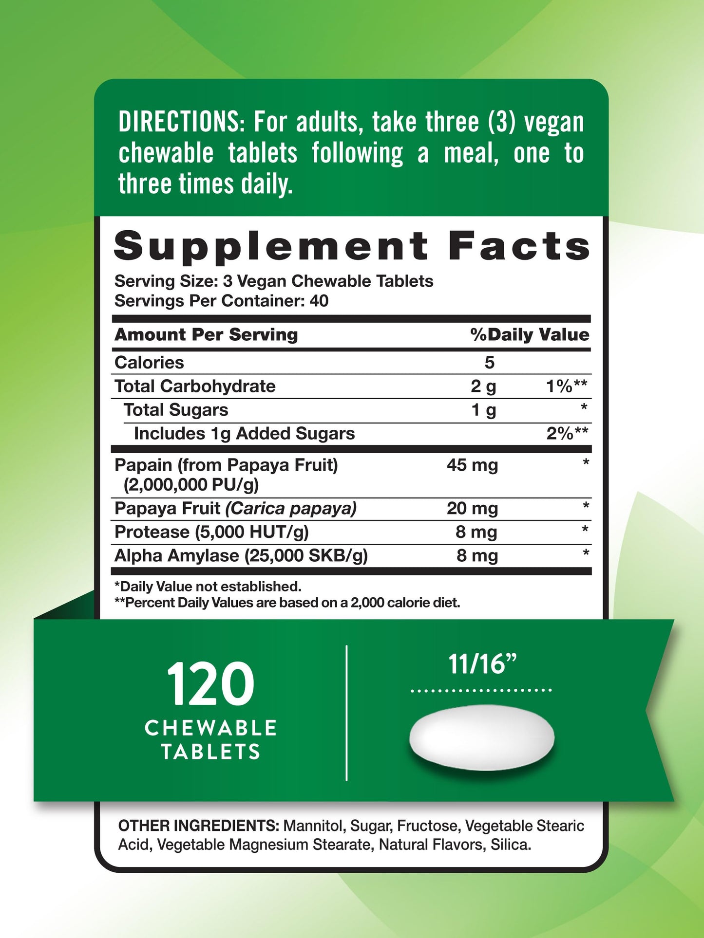 Nature's Truth Papaya Enzyme Tablets 120