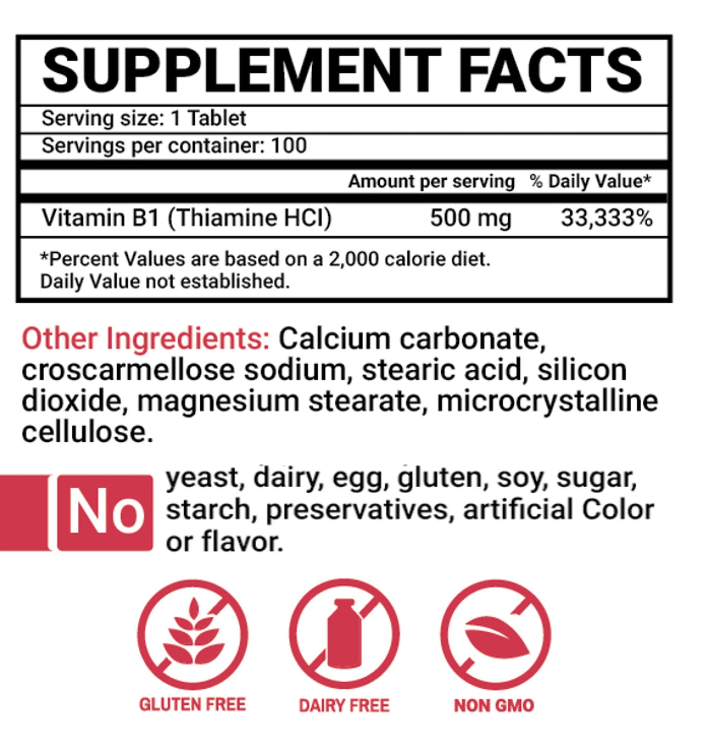 Peter's Choice B1 Tablets Dietary Supplement, 100 Tablets