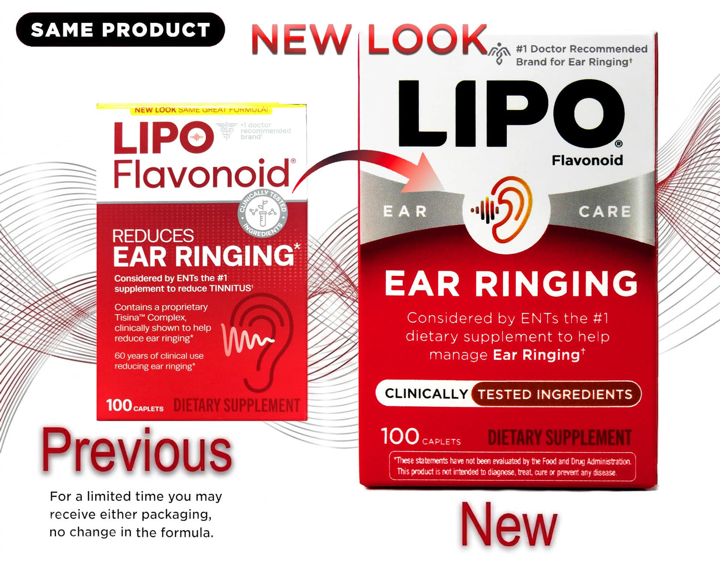 Lipo-Flavonoid Dietary Supplement Caplets for Ear Ringing 100 Count