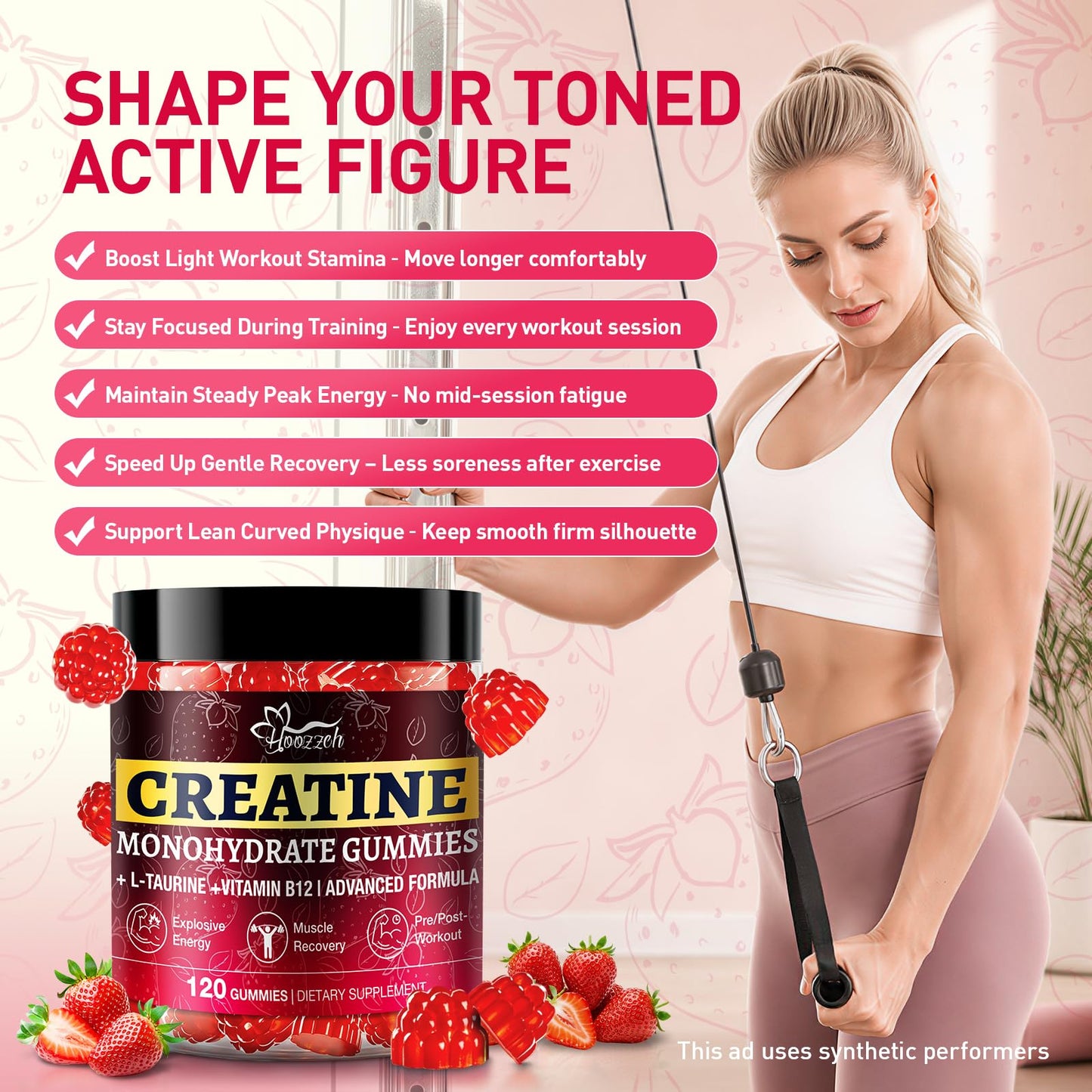 Hoozzch Creatine Gummies for Women 120 Count