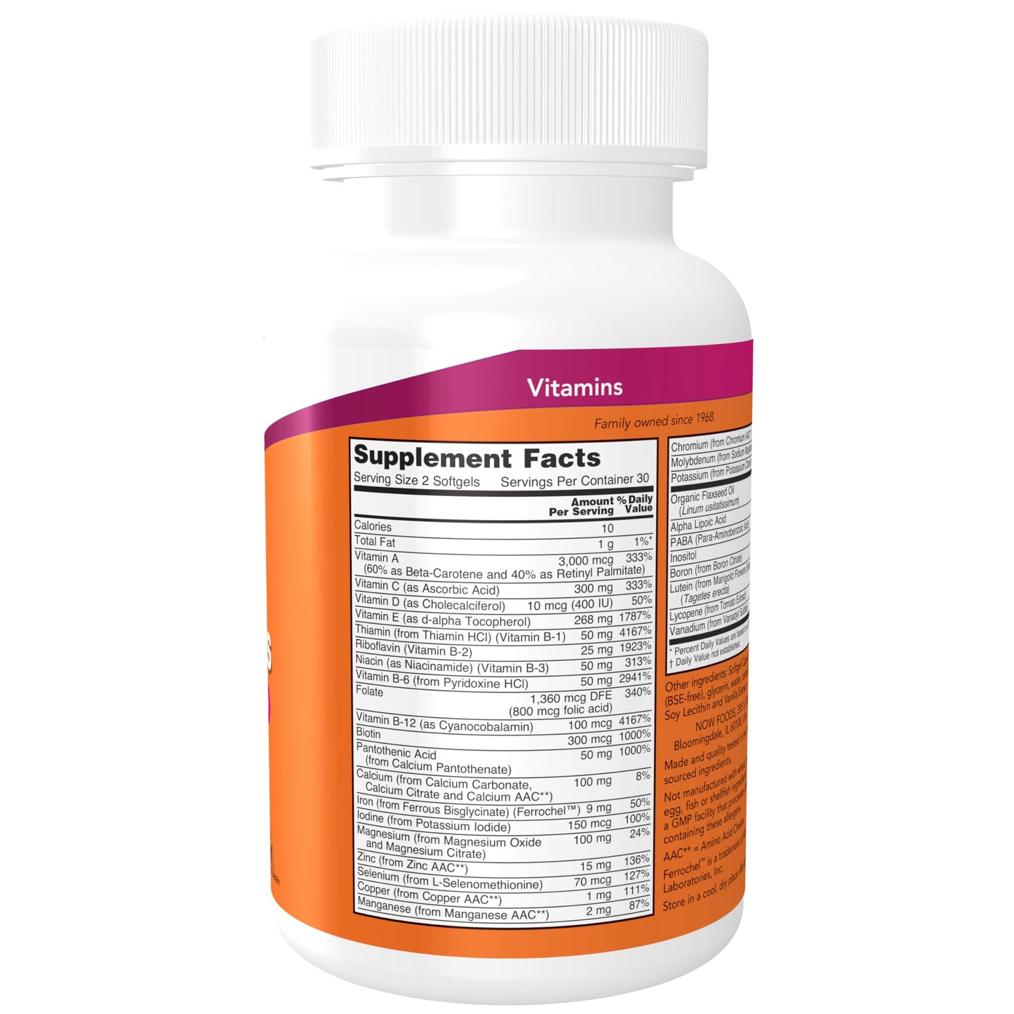 NOW Foods Liquid Multi Gels with Lutein and Lycopene Plus Flax Seed Oil 60 Softgels