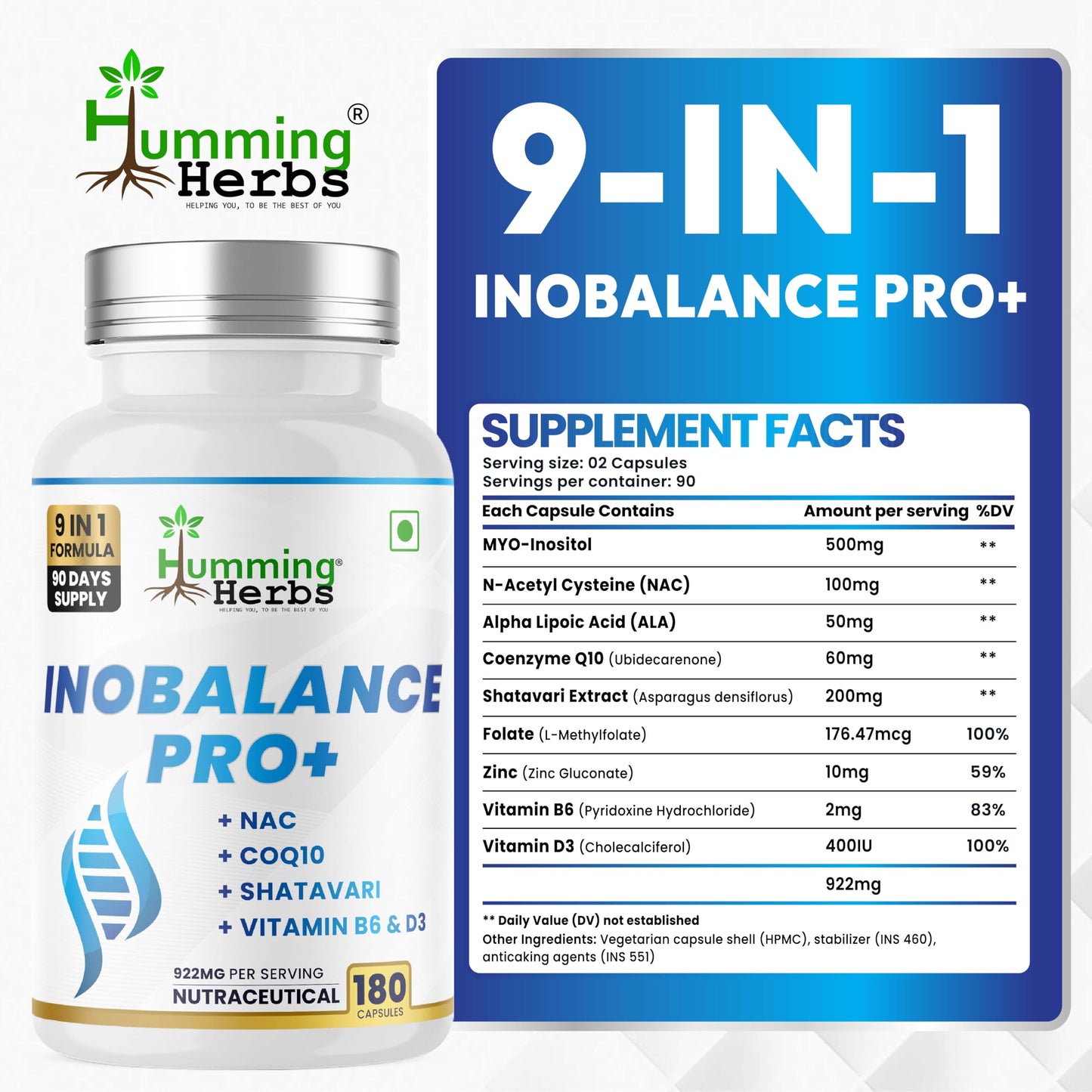 Humming Herbs Inobalance Pro+ 180 Veg Capsules