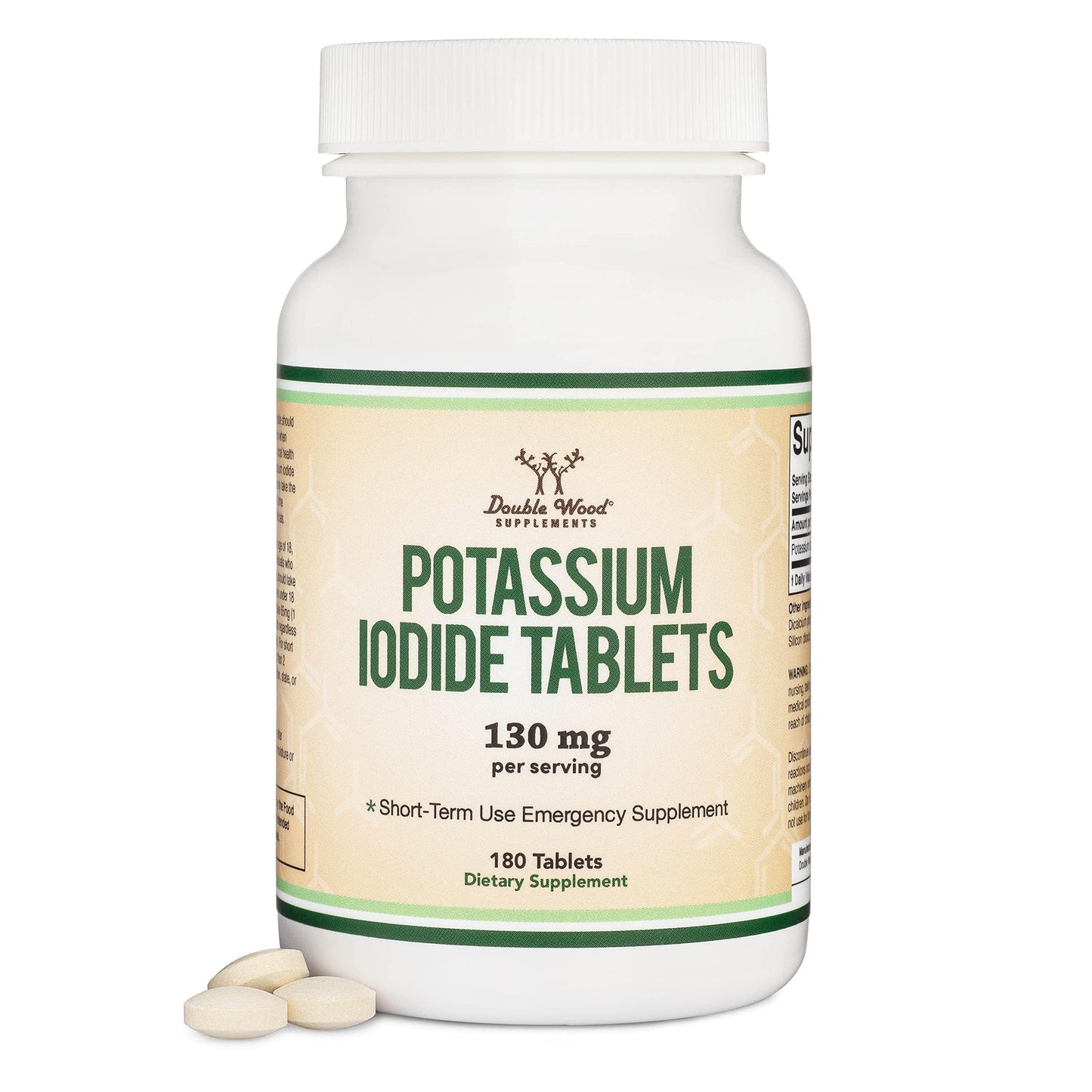 Double Wood Supplements Potassium Iodide 130mg Tablet, 180 Count
