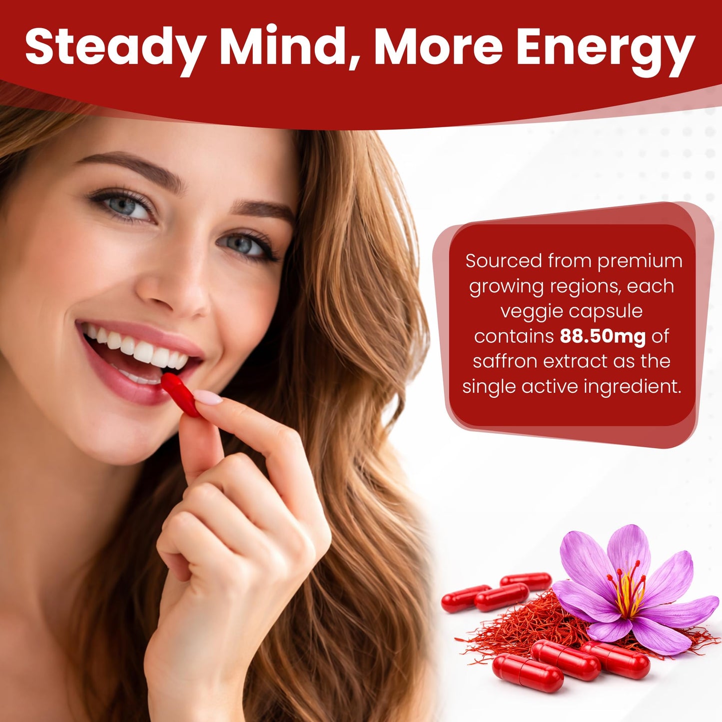 Vitalblend Saffron Extract 88.5mg Capsules, 60 Capsules