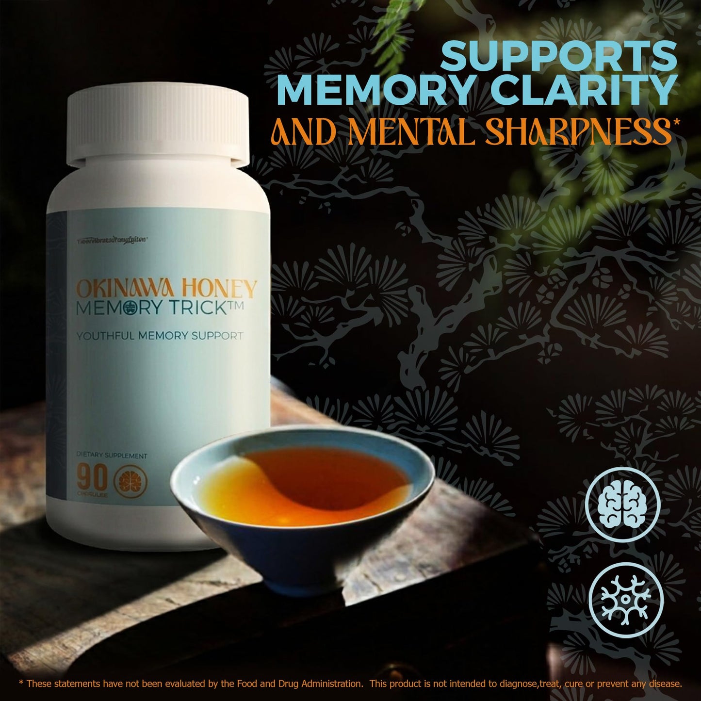 New Vibrations Nutrition Okinawa Honey Memory Trick Capsule 90 Count