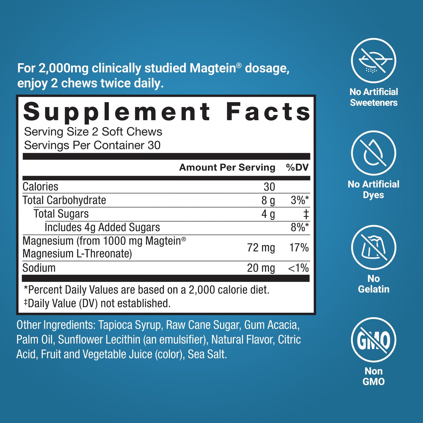 Force Factor Ultimate Magtein Magnesium L-Threonate 2000mg Soft Chews, 60 Count