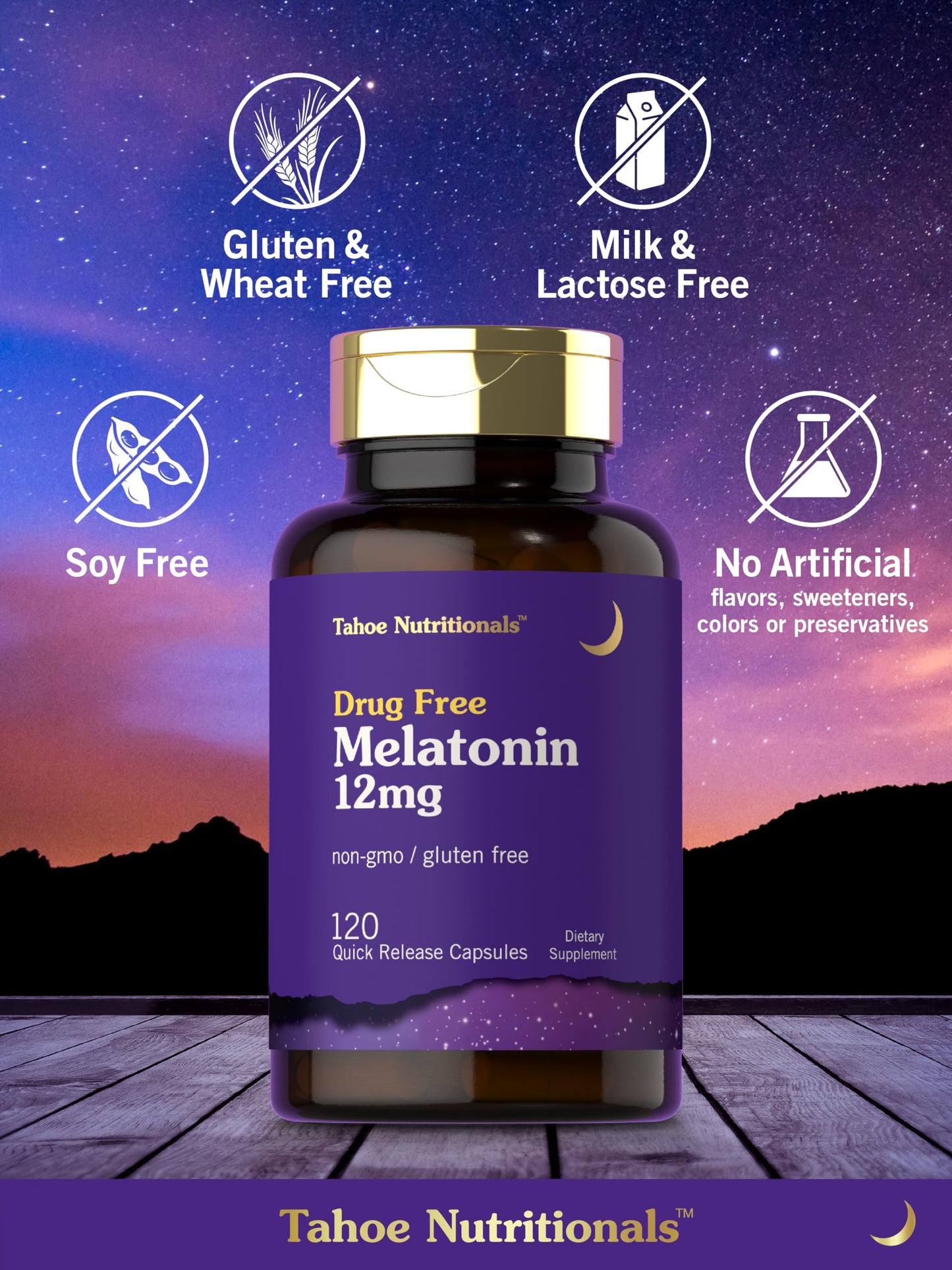 Tahoe Nutritionals Melatonin 12 mg Capsules, 120 Count