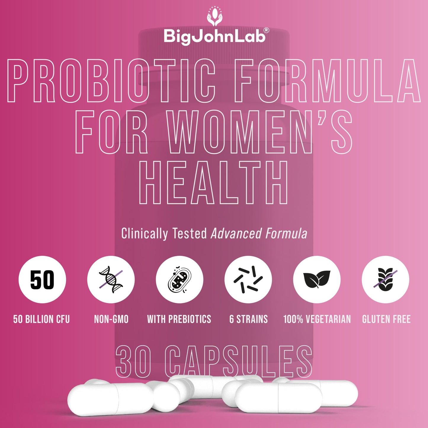 BIGJOHNLAB Women's Probiotic Supplement 30 Capsules