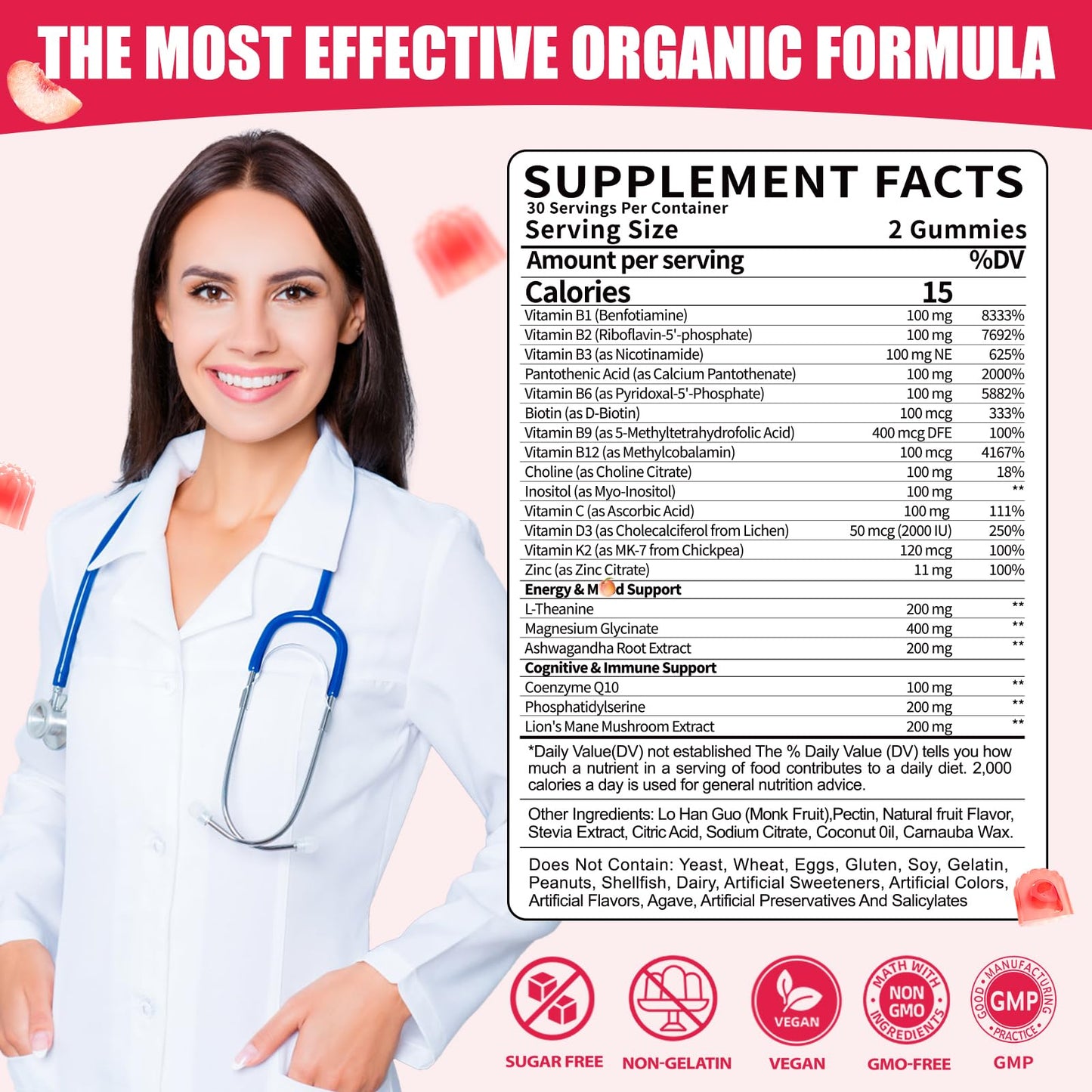 Fajeckma Vitamin B-100 Complex Gummies, 120 Count