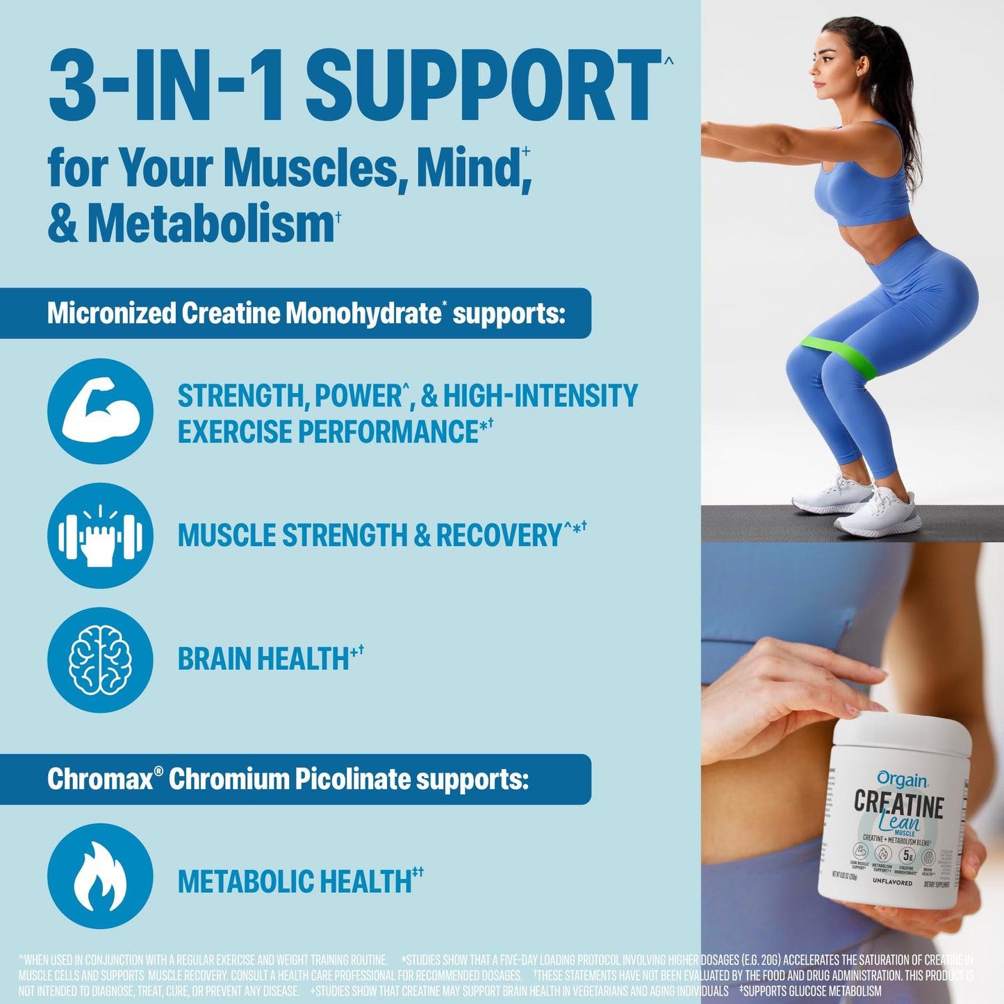 Orgain Micronized Creatine Monohydrate Lean Muscle Powder with Metabolism Blend, Powder, 8.82 oz