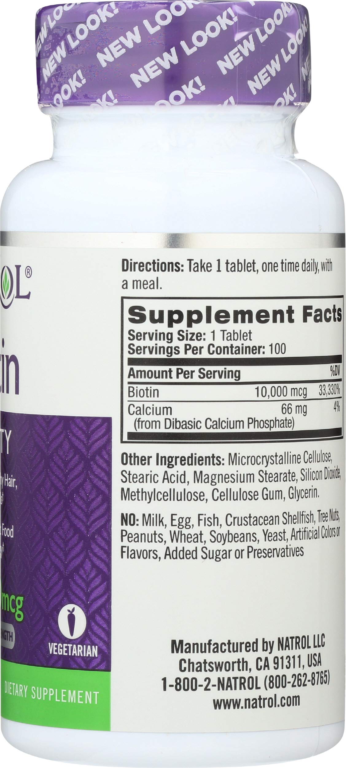 Natrol Biotin 10,000 mcg Tablet, 100 Tablets