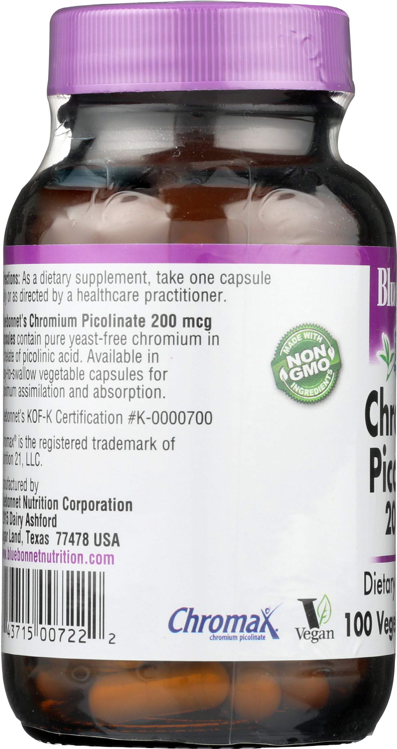 BlueBonnet Chromium Picolinate 200mcg Capsules, 100 Count