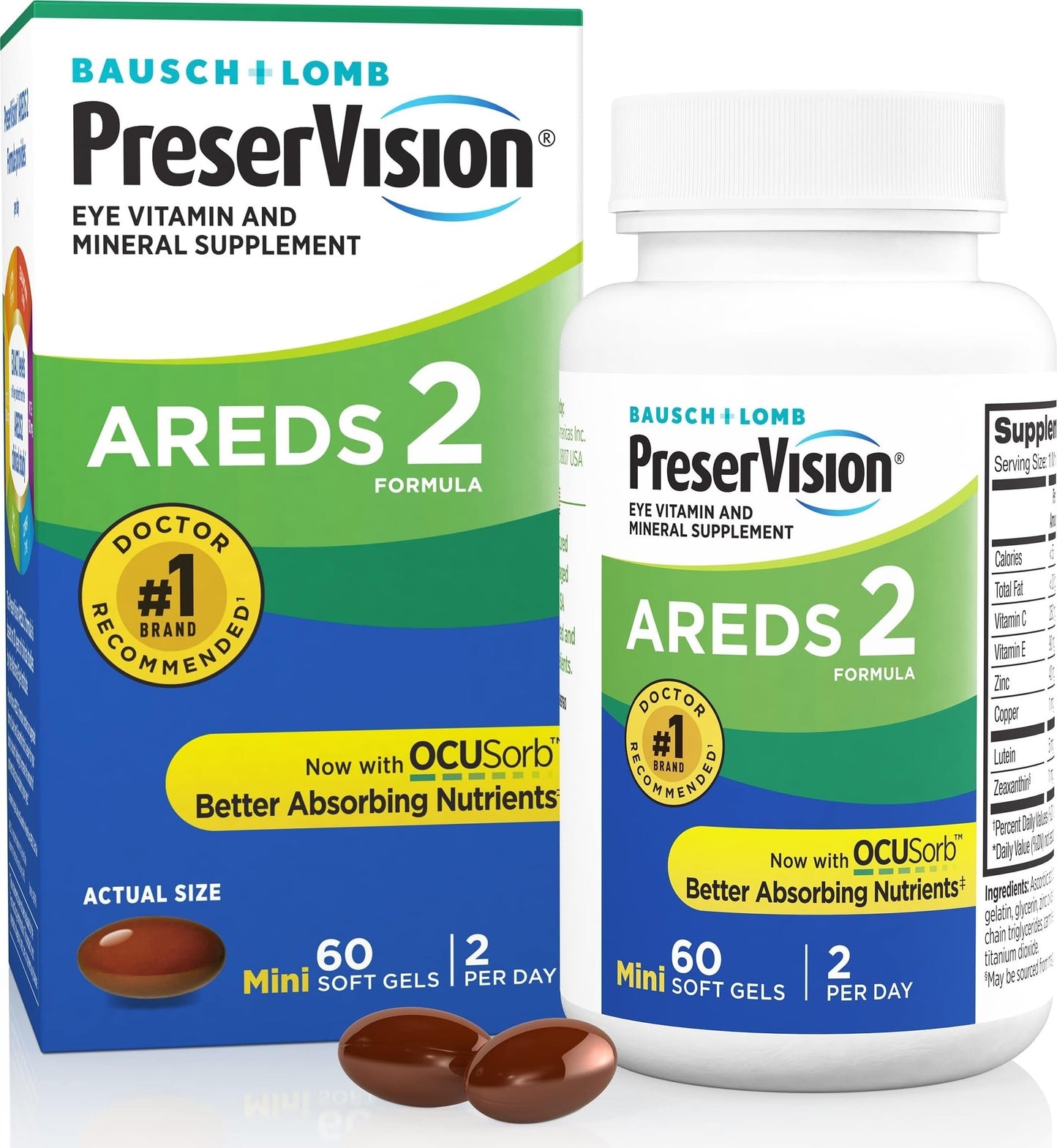 PreserVision AREDS 2 Eye Vitamins Lutein & Zeaxanthin Supplement Softgels, 60 Count