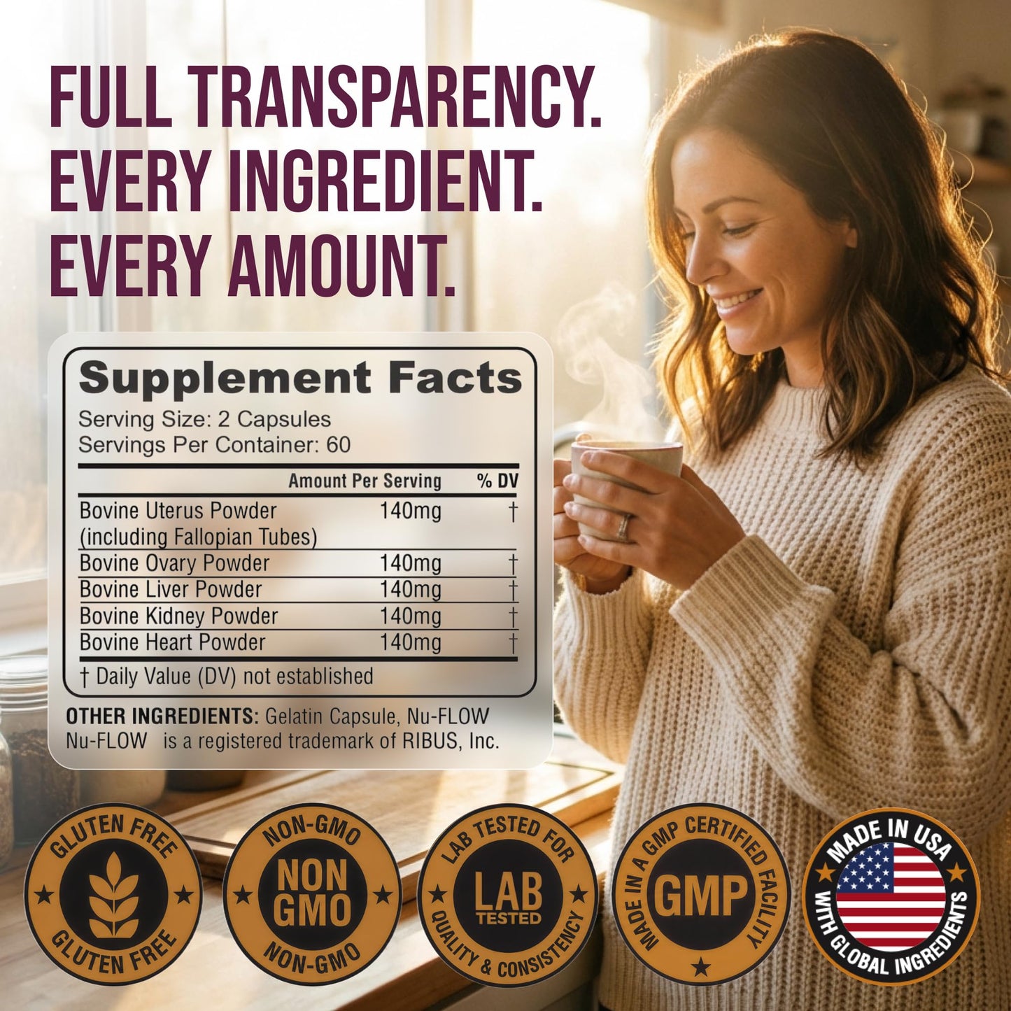 Revolution Science Primal Beef Organ Supplement for Women, 120 Capsules
