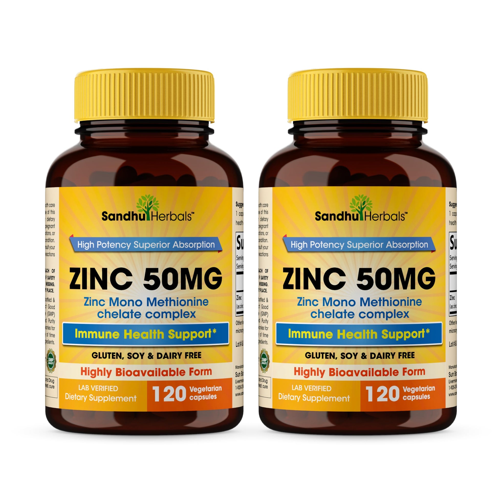 SANDHUHERBALS Zinc 50mg Capsules, 240 Count