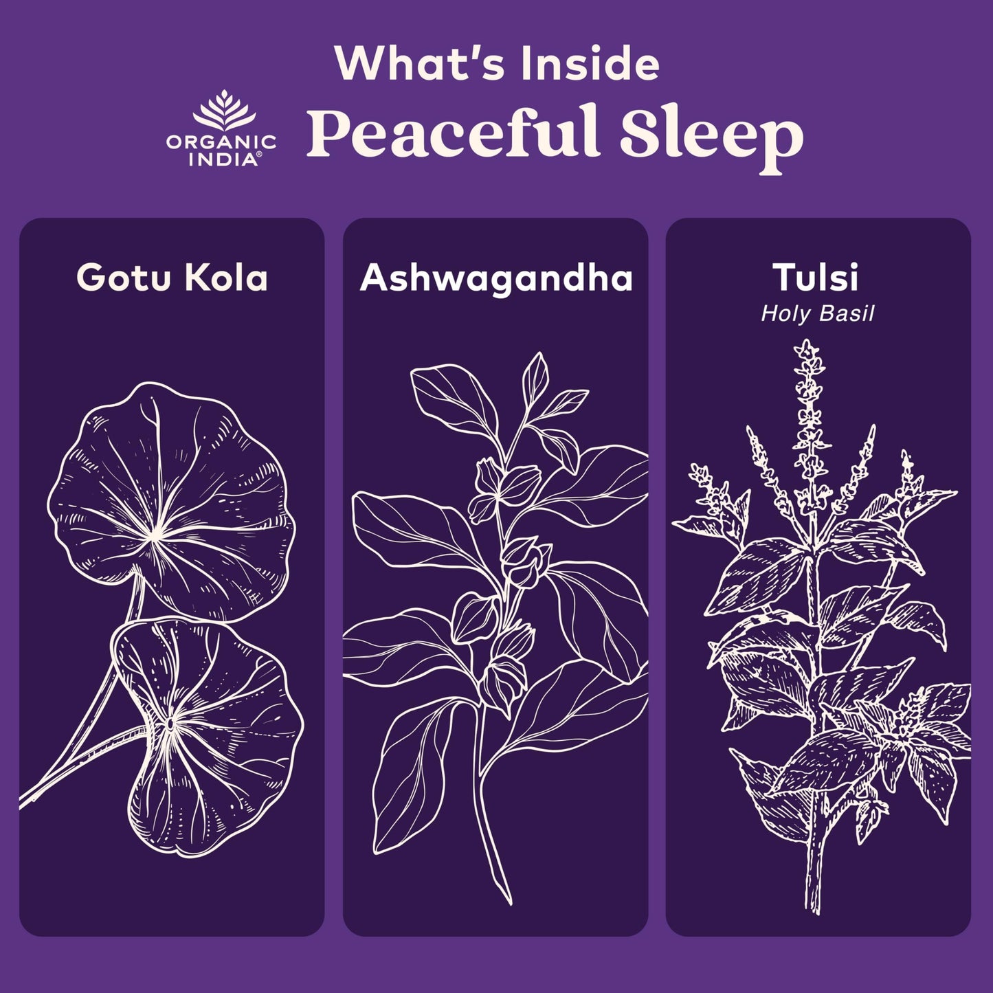 ORGANIC INDIA Peaceful Sleep Herbal Supplement 90 Capsules
