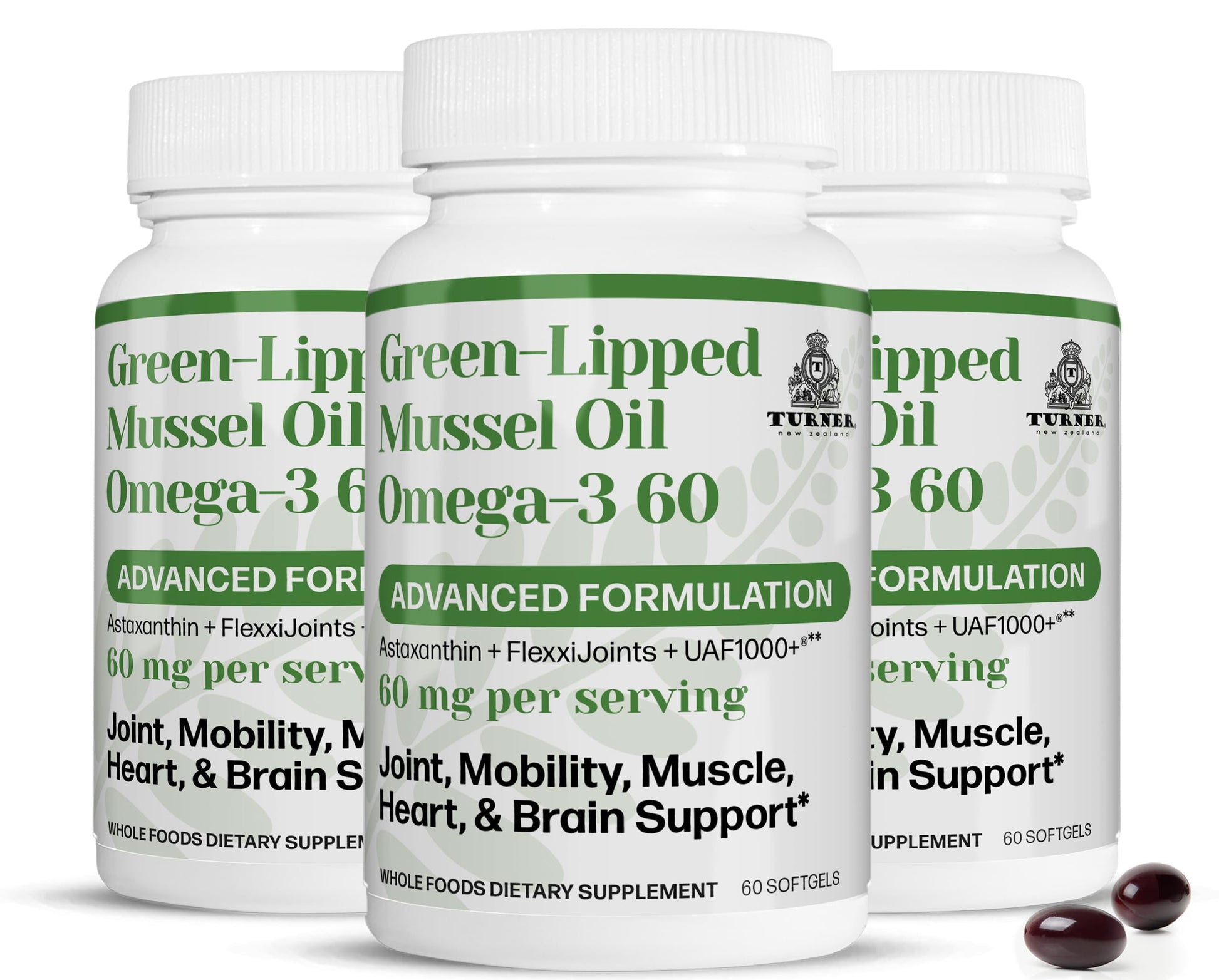 TURNER New Zealand Green Lipped Omega-3 Mussel Oil Softgels 180