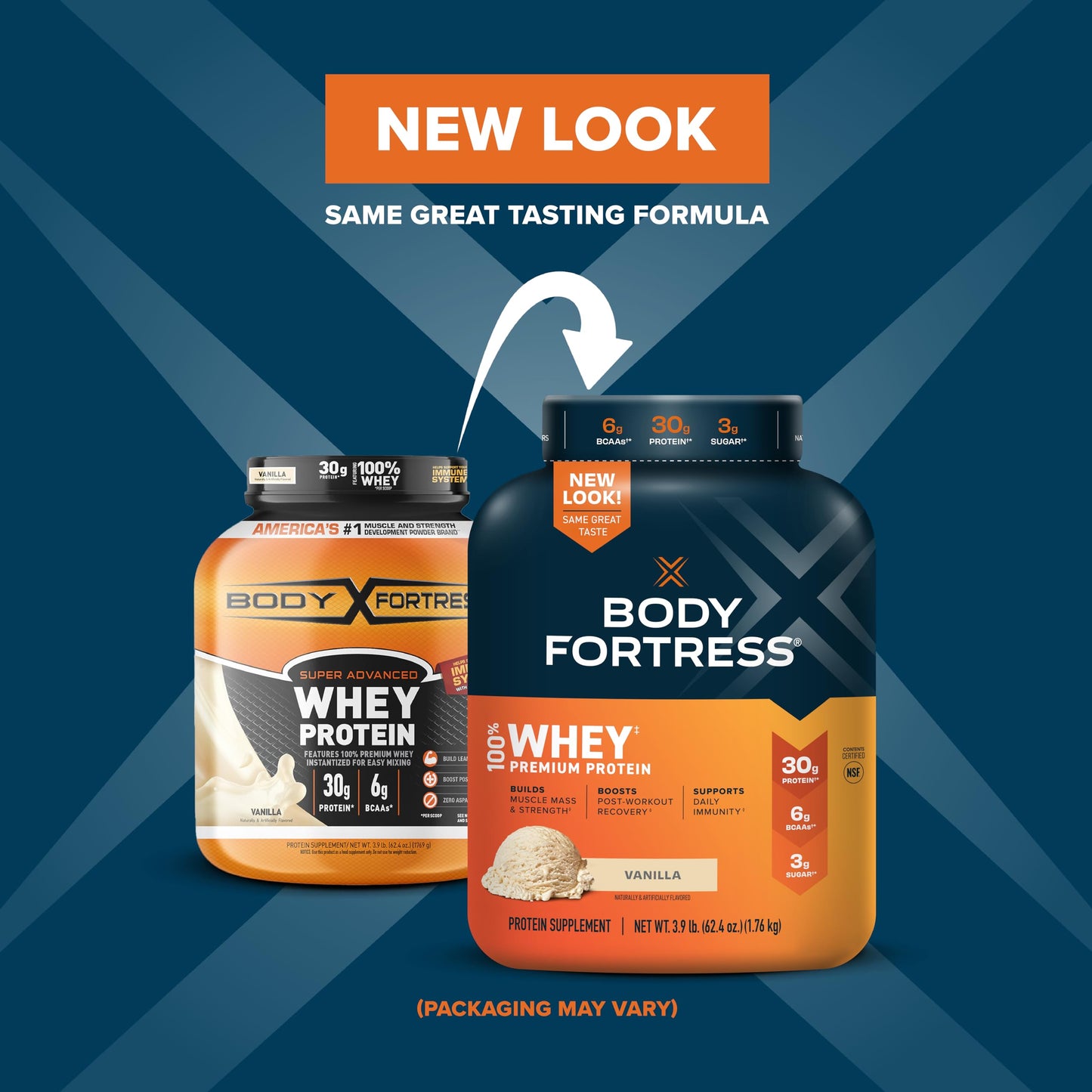 Body Fortress 100% Whey Protein Powder, Vanilla & Chocolate, 3.9 lbs