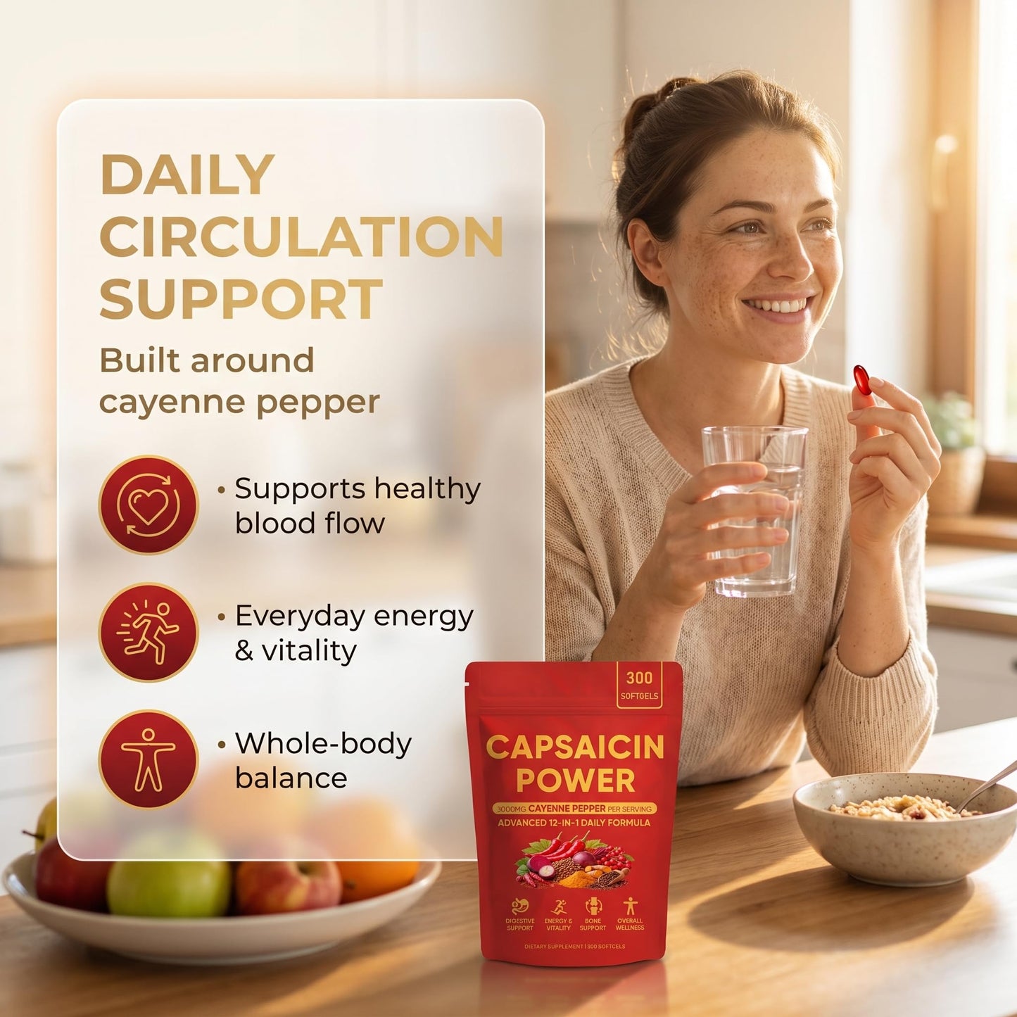 Thicair Capsaicin Power Cayenne Pepper Softgel, 300 Capsules