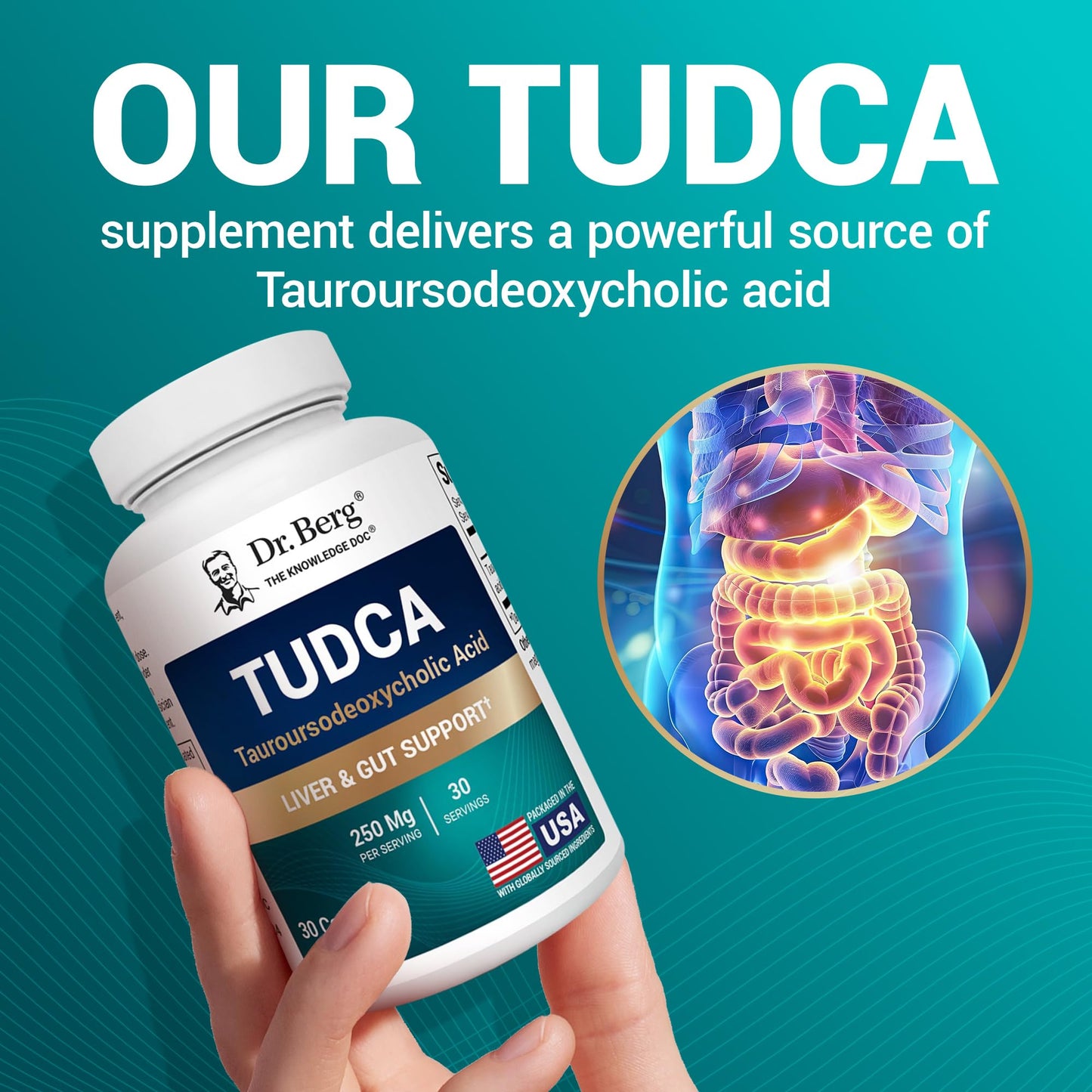 Dr. Berg Nutritionals TUDCA Supplement (Tauroursodeoxycholic Acid) Capsules, 30 Count