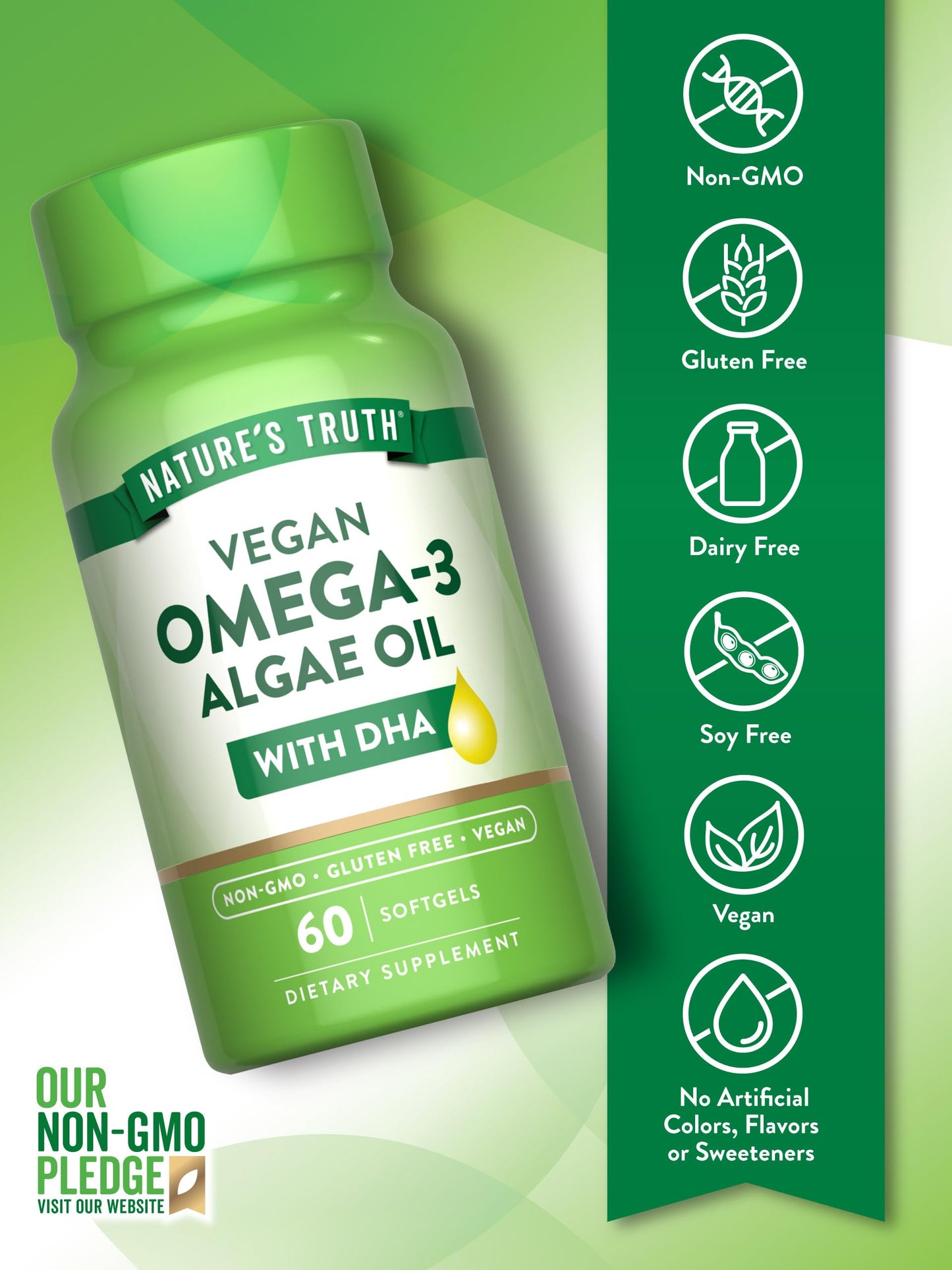 Nature's Truth Vegan Omega-3 Softgels, 60 Count