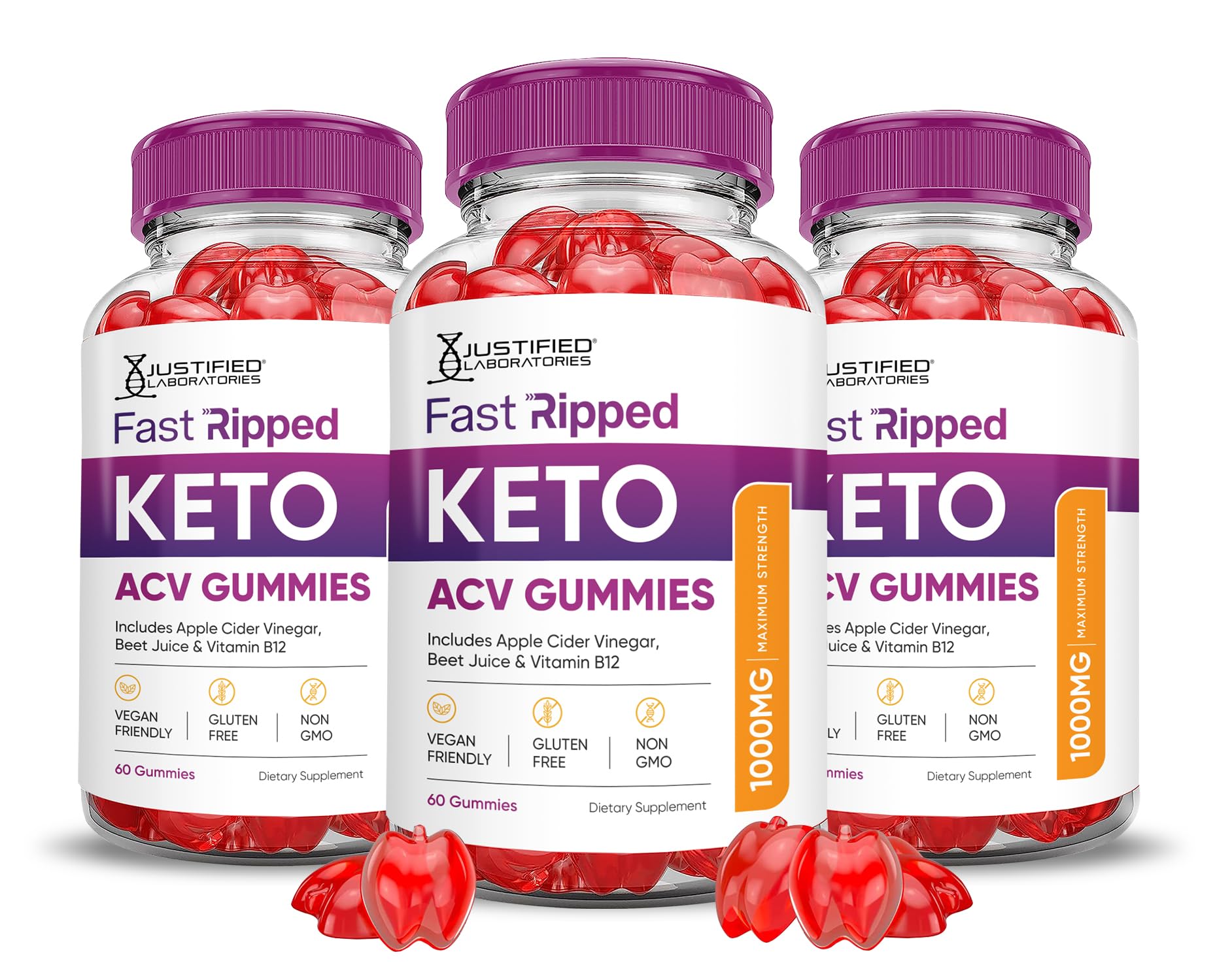 Justified Laboratories Fast Ripped Keto ACV Gummies (1000 mg), 180 Gummies