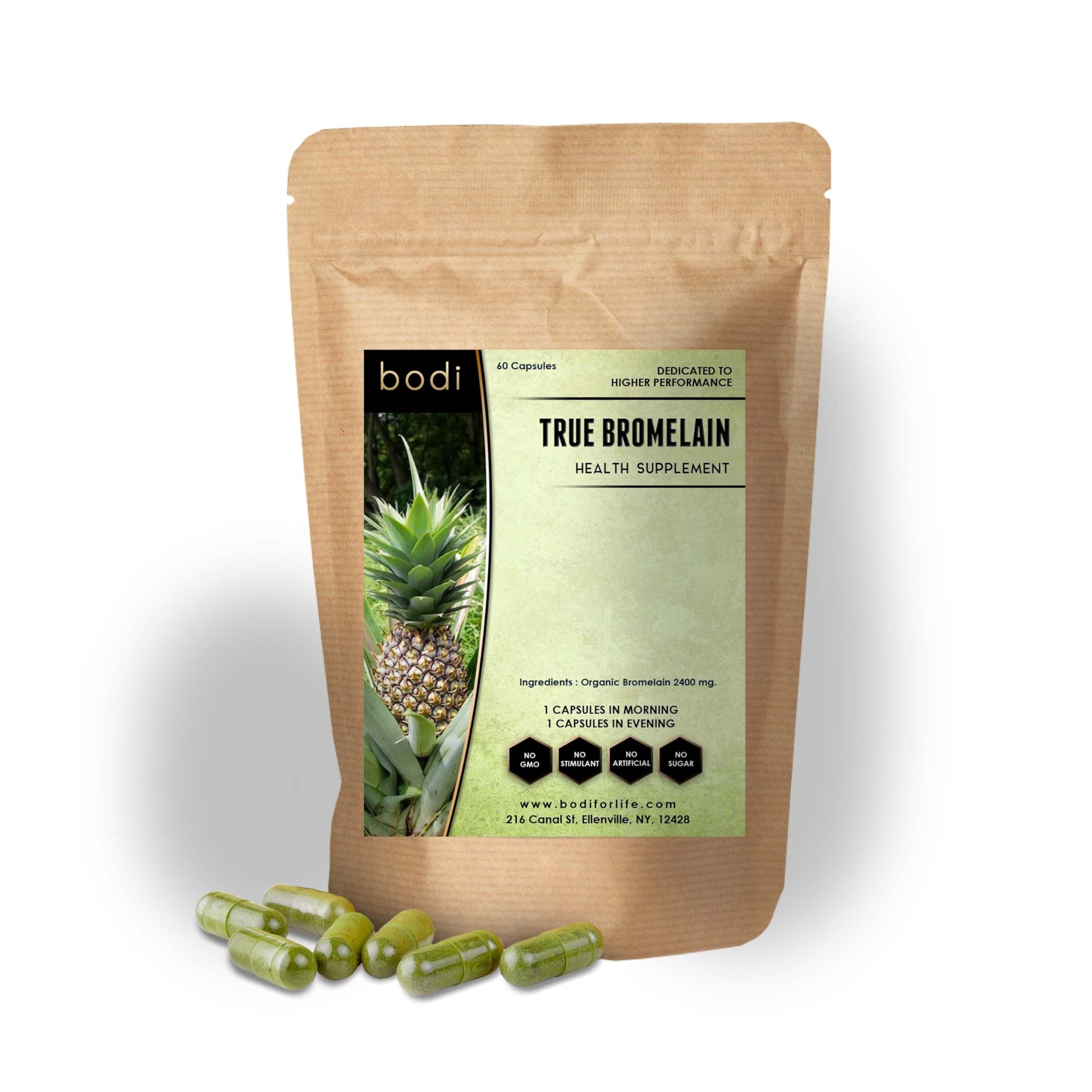 bodi True Bromelain 2400 GDU Capsules, 120 Count