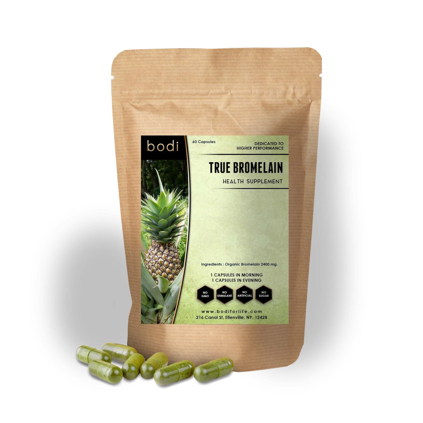 bodi True Bromelain 2400GDU Capsules 60 Count