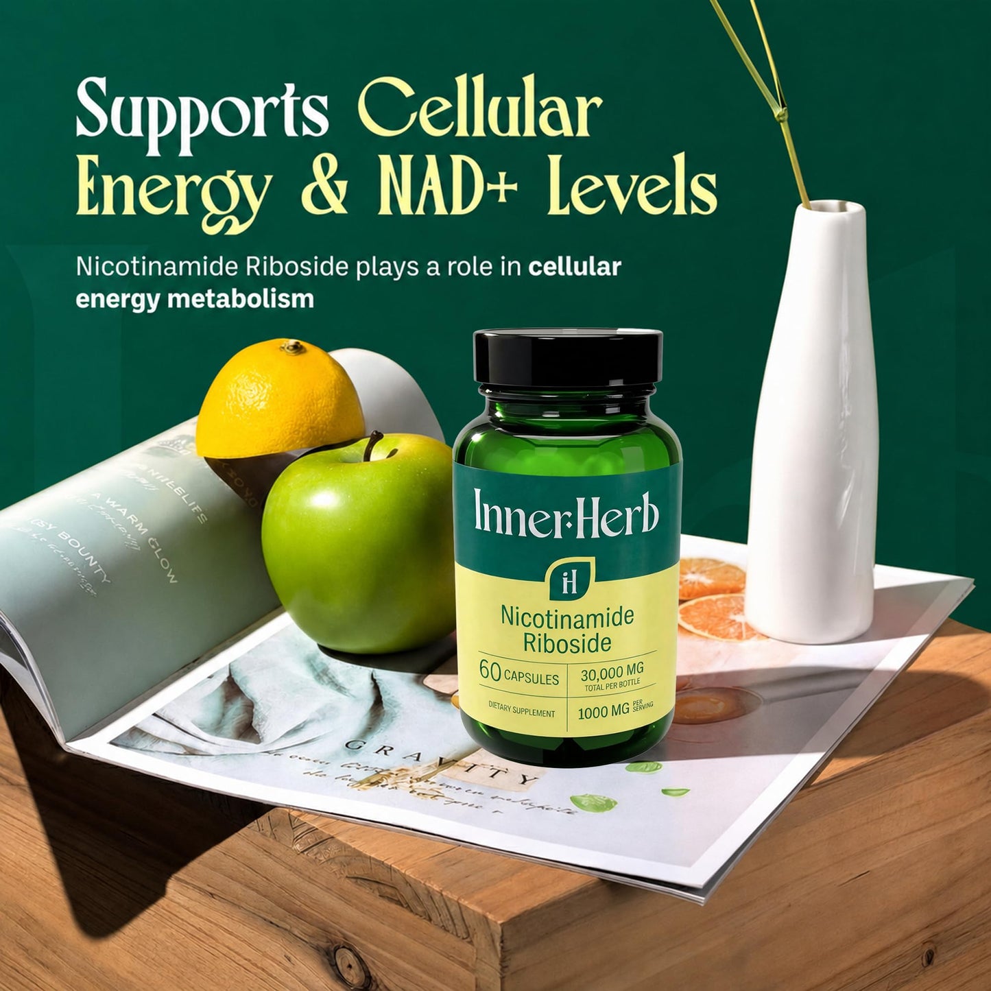 InnerHerb Nicotinamide Riboside NR 1000 mg Daily Capsule, 1 Count