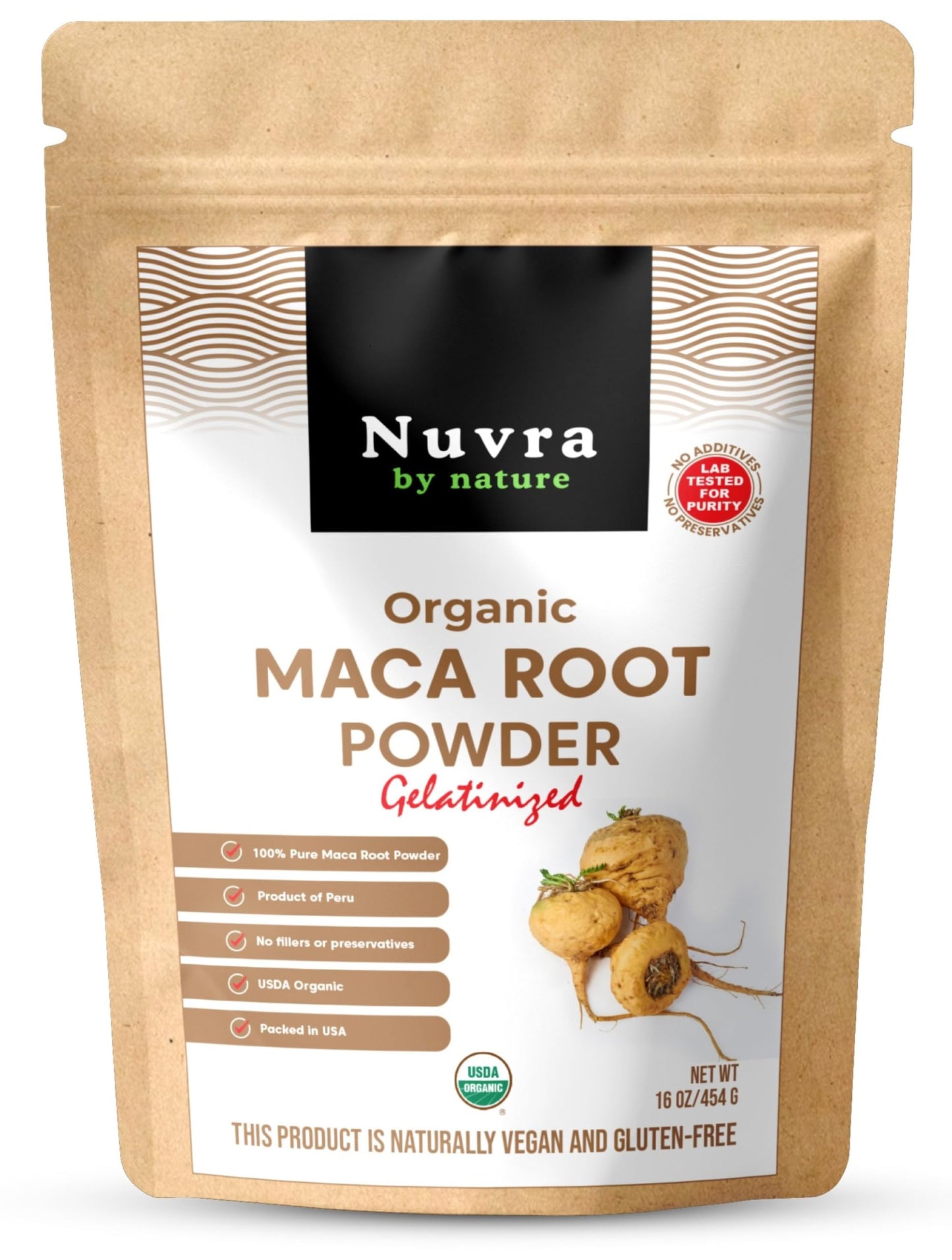 Nuvra by Nature Organic Gelatinized Maca Root Powder, 16 oz