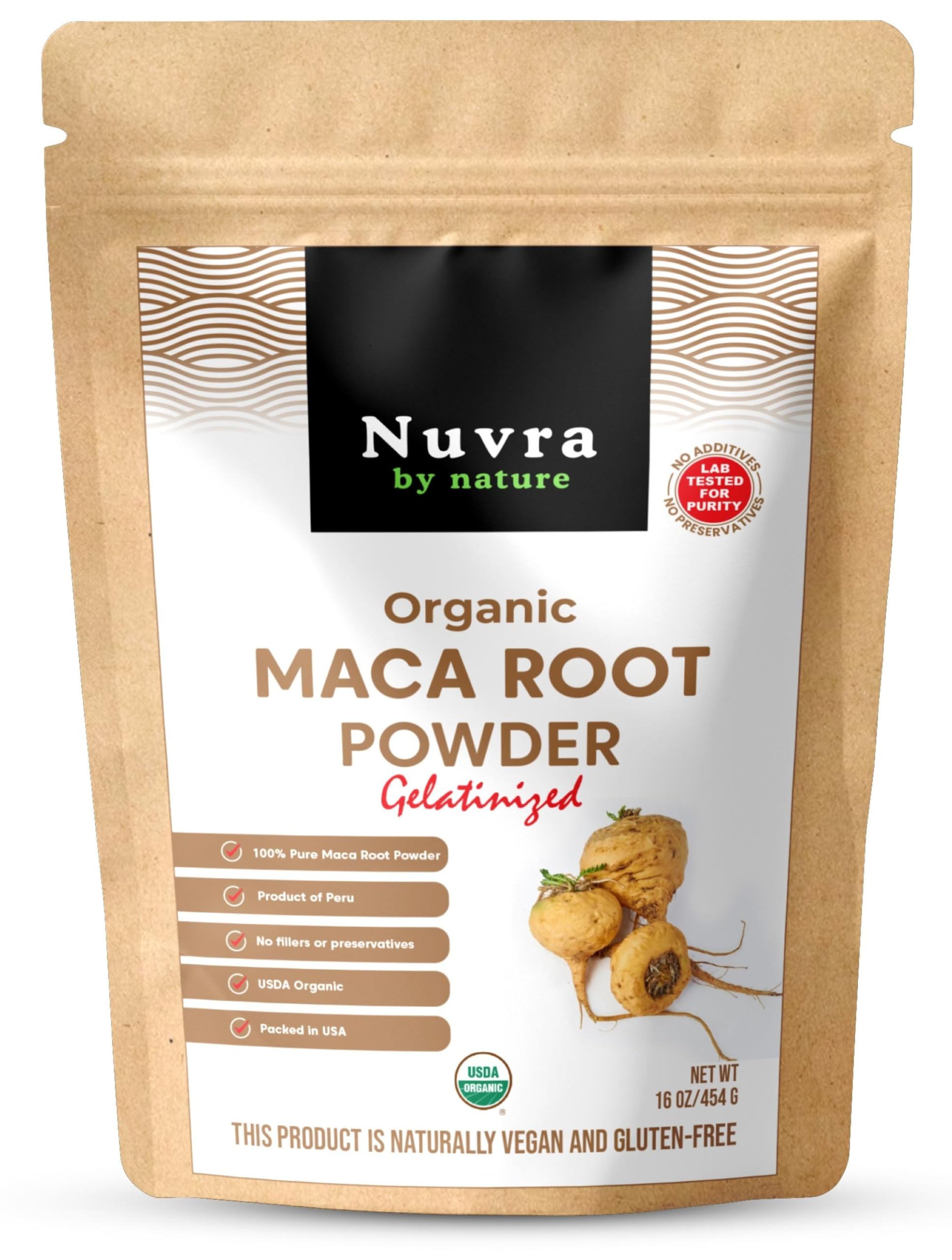Nuvra by Nature Organic Gelatinized Maca Root Powder, 16 oz