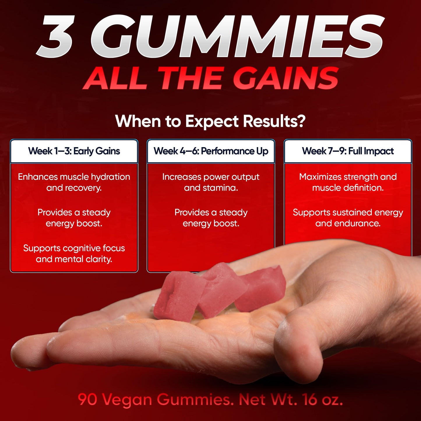 Laser Beams Creatine Monohydrate Gummies - 5g Creapure per Serving - Vegan, Gluten-Free - 90 Gummies