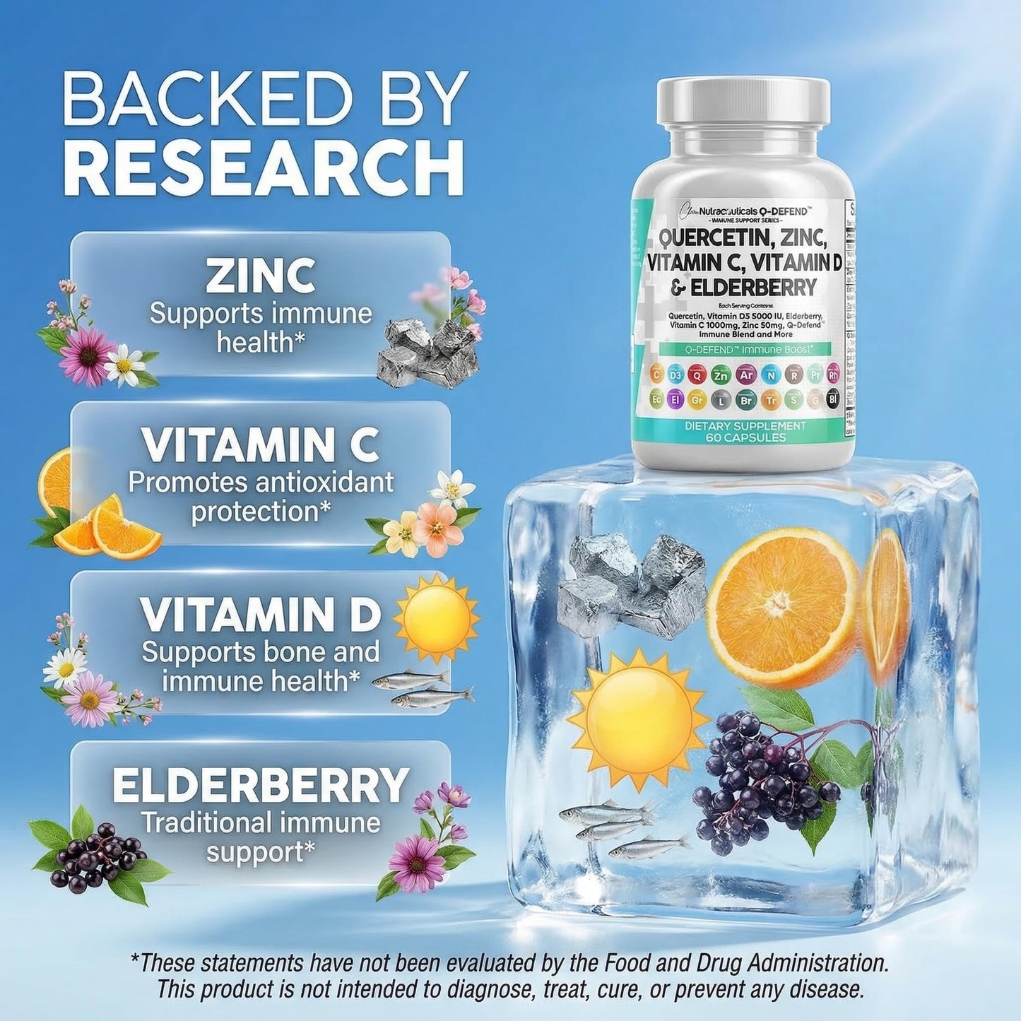 Clean Nutraceuticals Q Defend Quercetin Supplement Immune Support, 60 Capsules