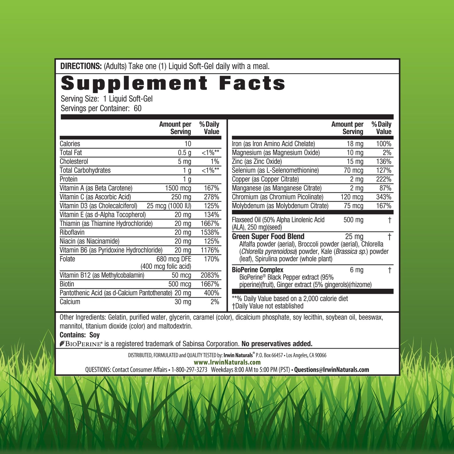 Irwin Naturals Only One Daily Multivitamin with Iron Softgels 120