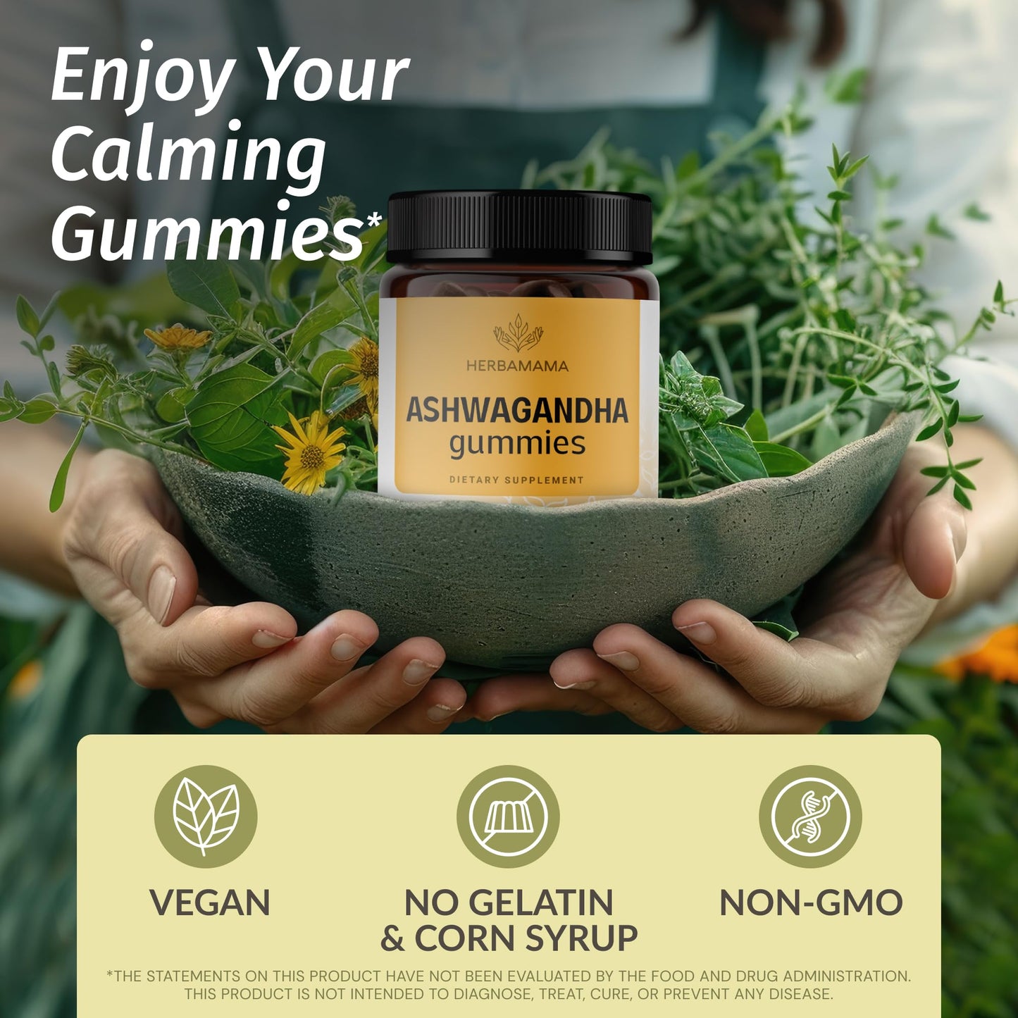 HERBAMAMA Ashwagandha Gummies 90 Count