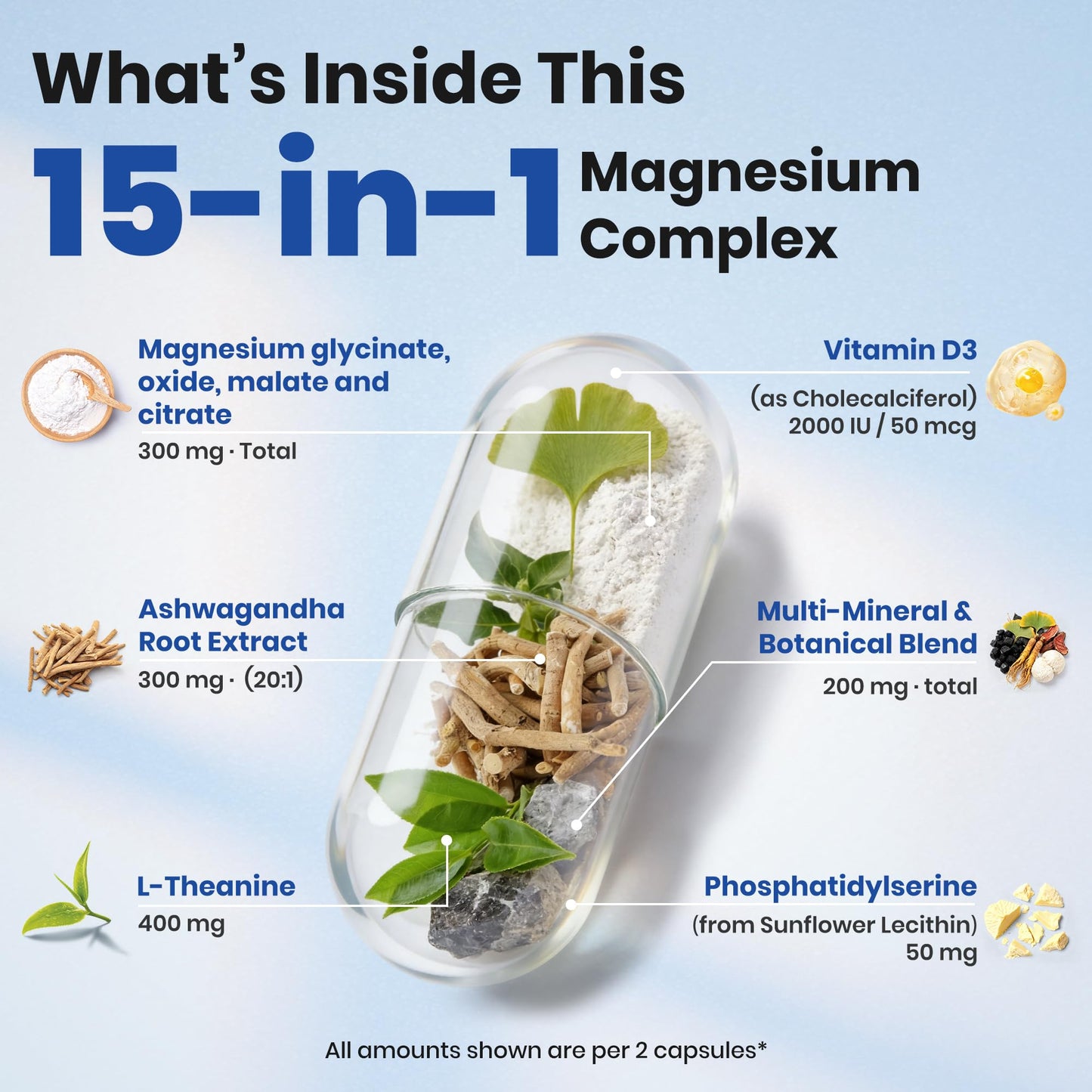 VEV DeepCalm 15-in-1 Magnesium Complex for Women & Men Capsules, 120 Count