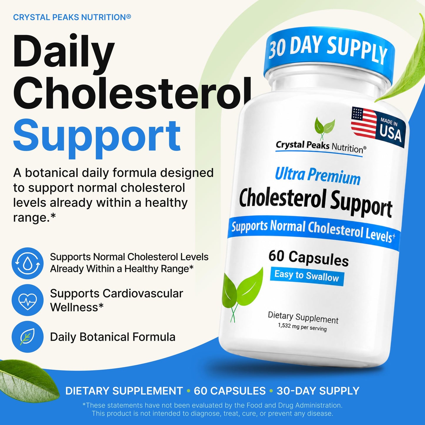 CRYSTAL PEAKS NUTRITION Cholesterol Supplement Capsule 60 Count