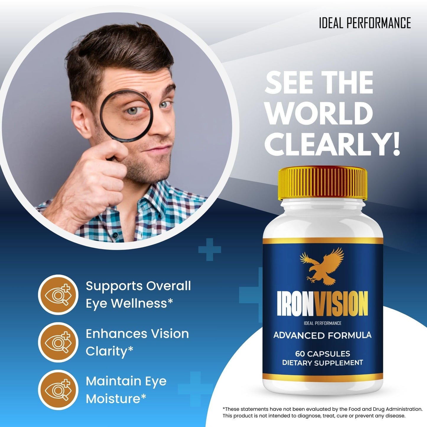 IDEAL PERFORMANCE Iron Vision Eye Supplement Capsules 180 Count