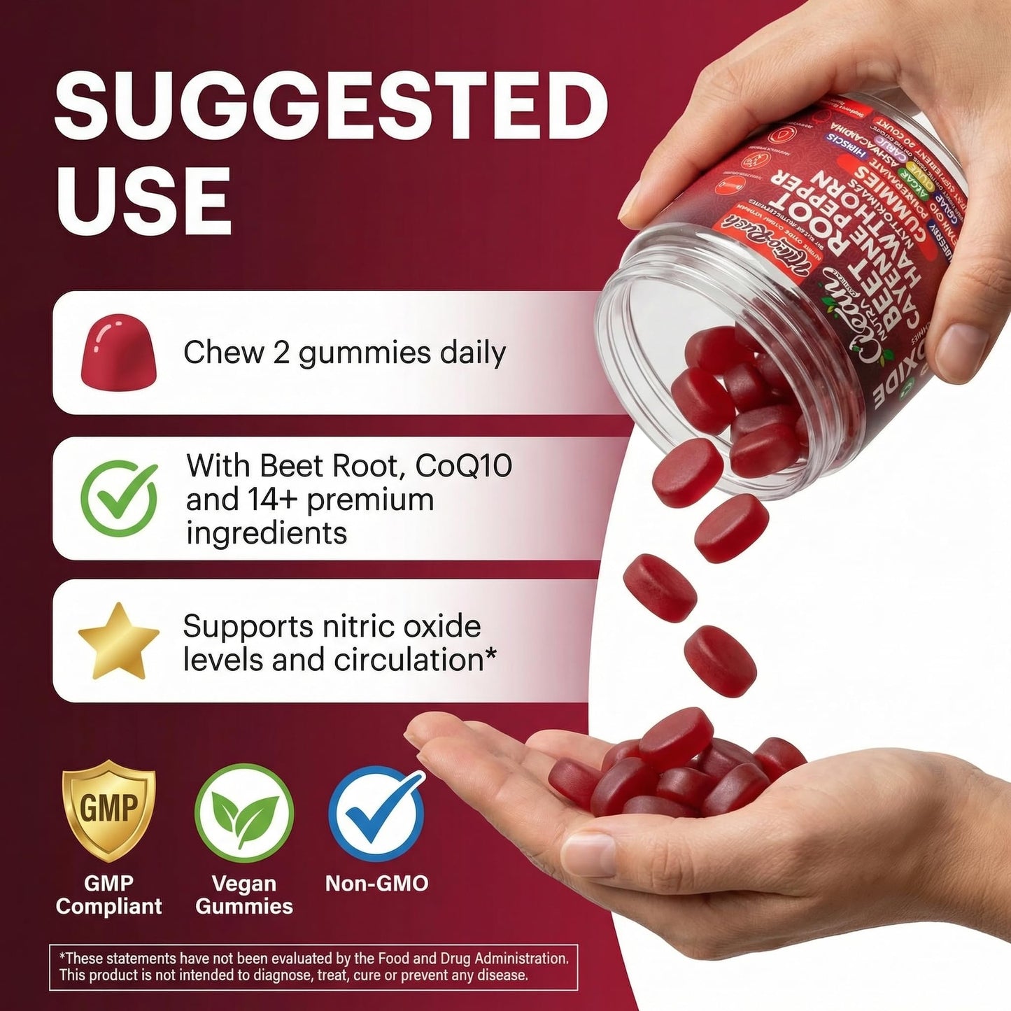Clean Nutraceuticals Nitro Rush Nitric Oxide Gummies 60 Count