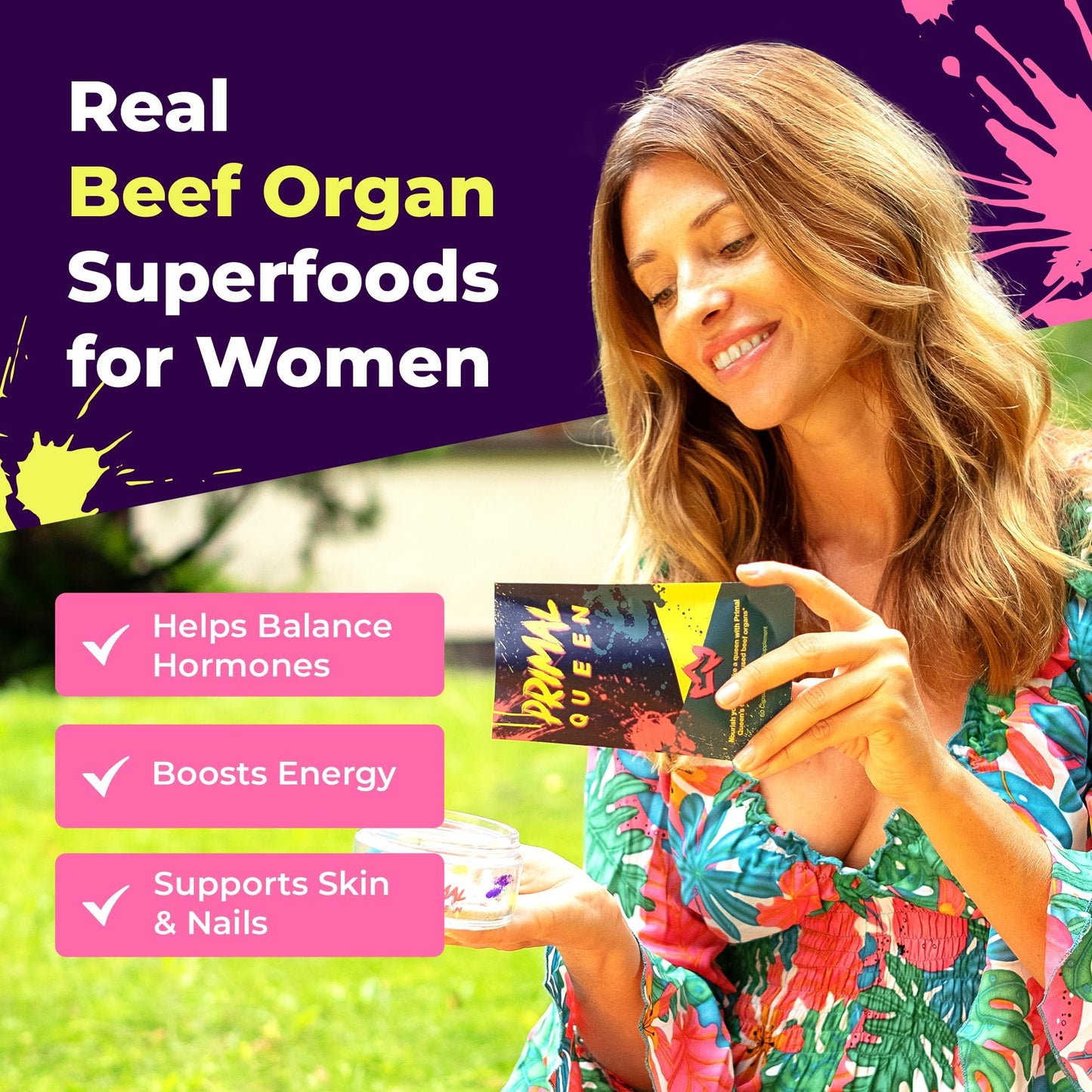 Primal Queen Beef Organ Liver Kidney Heart Capsules 120 Count