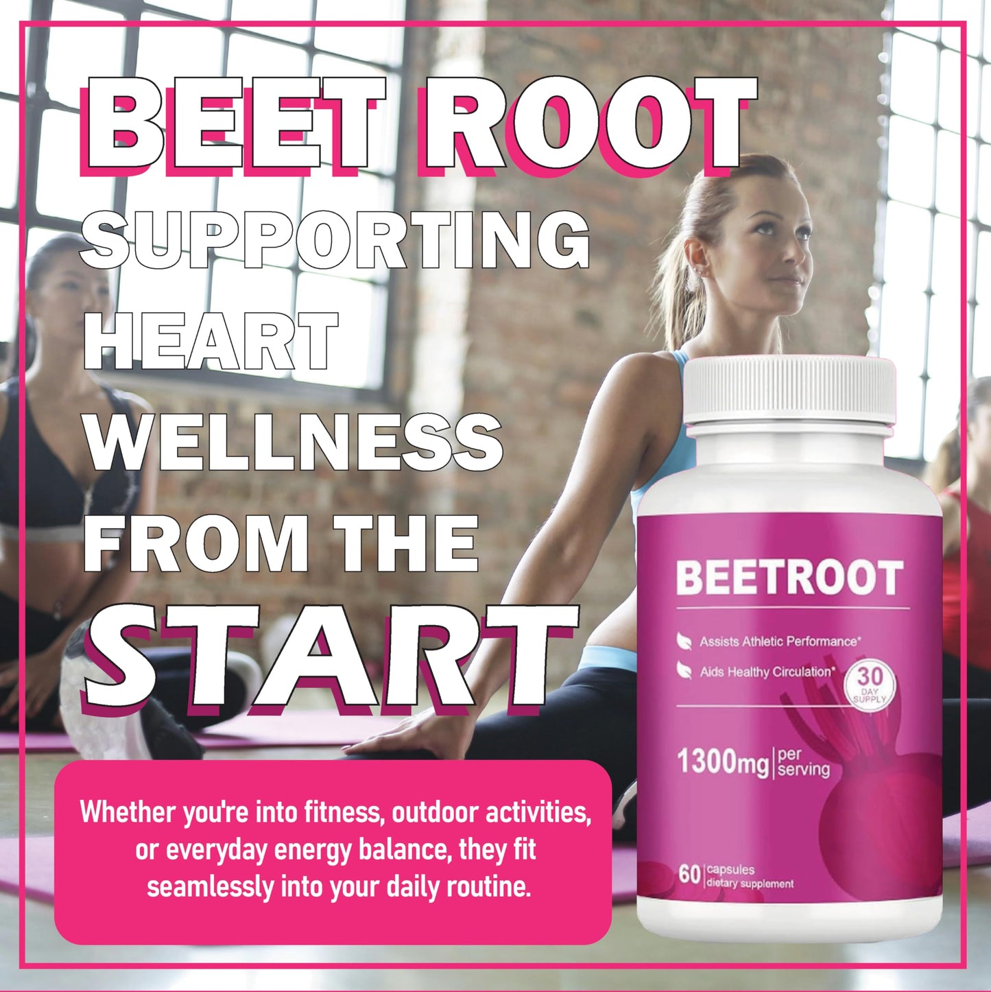 LIMYGOO Beet Root Capsules 1300mg Beetroot Powder for Natural Energy & Endurance Support, Non-GMO, 60 Capsules