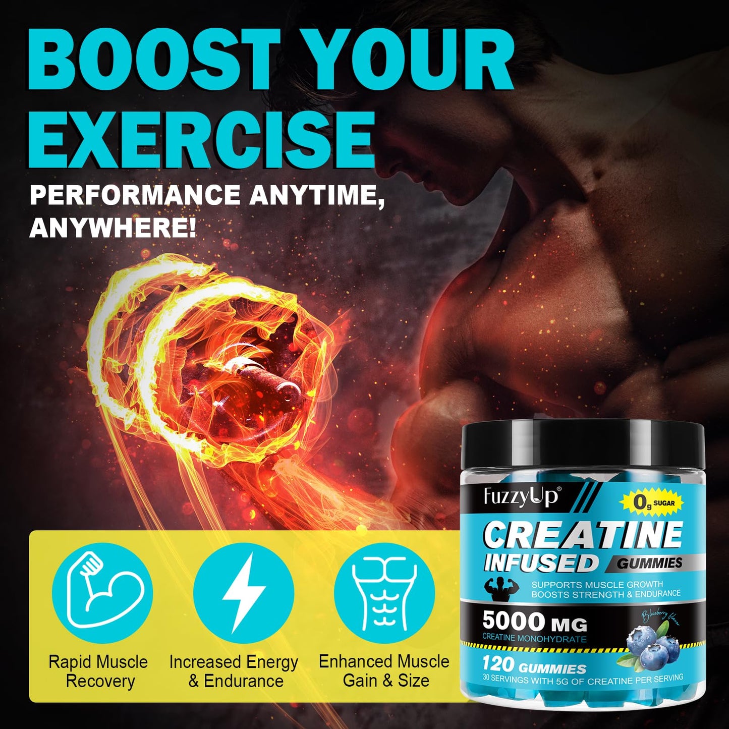 ZhuGuaCo Creatine Monohydrate Gummies 120 Gummies